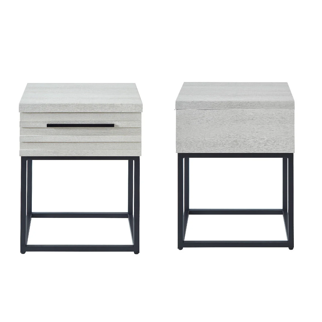 Astral 3-Piece Upholstered Bedroom Set, Tufted Wingback Bed with Two White Nightstands - Image 6