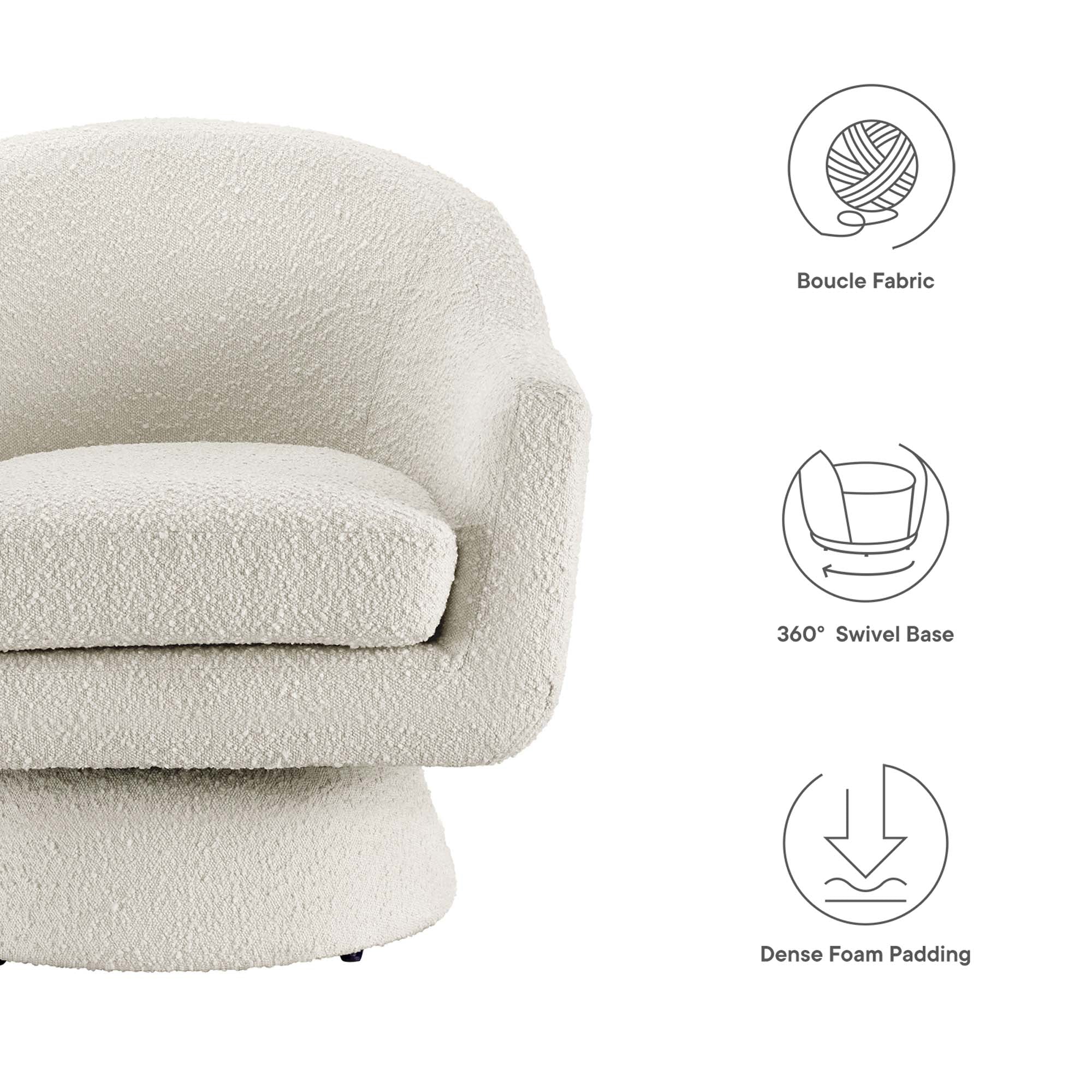 Astral Boucle Fabric Swivel Chair by Modway - Image 13