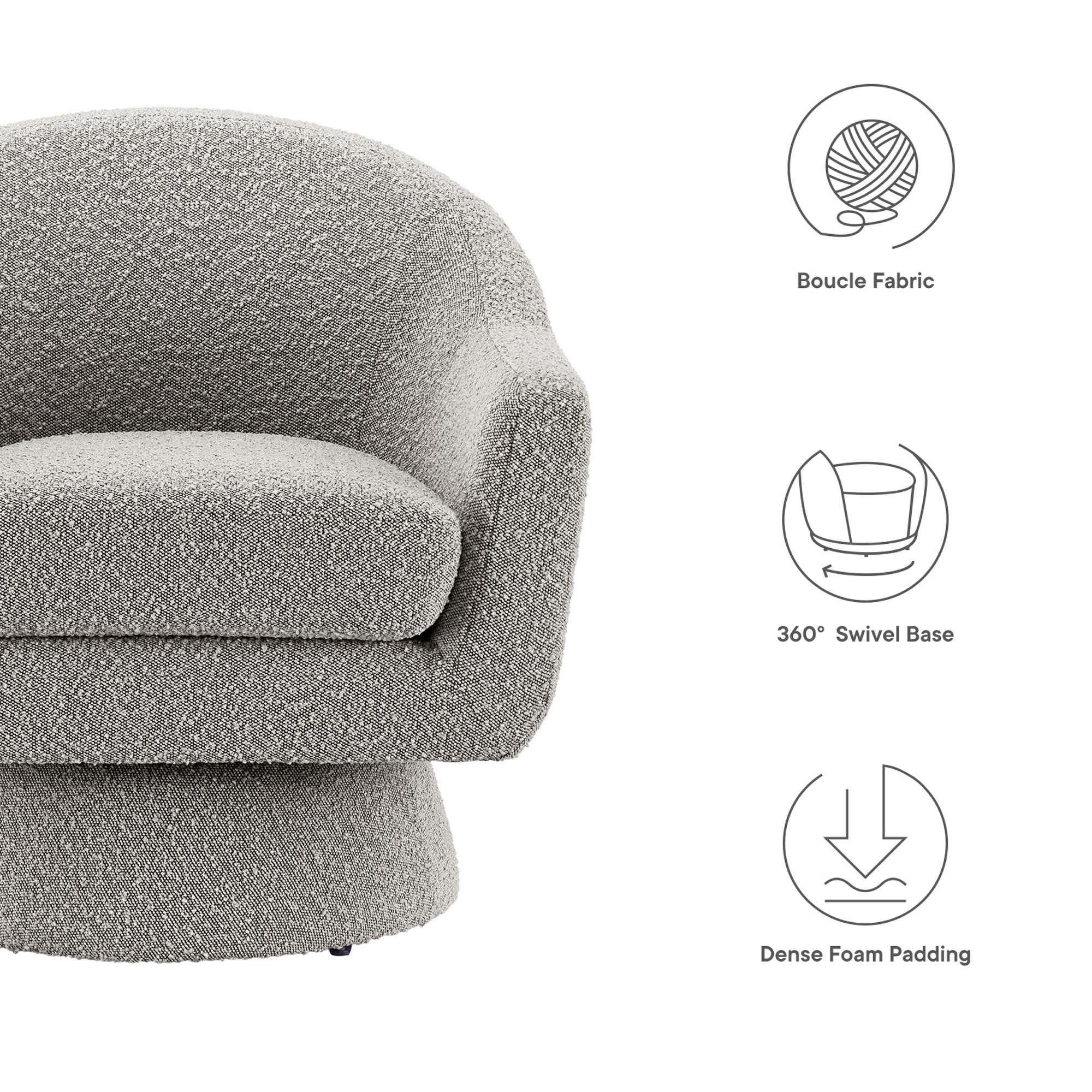 Astral Boucle Fabric Swivel Chair by Modway - Image 2