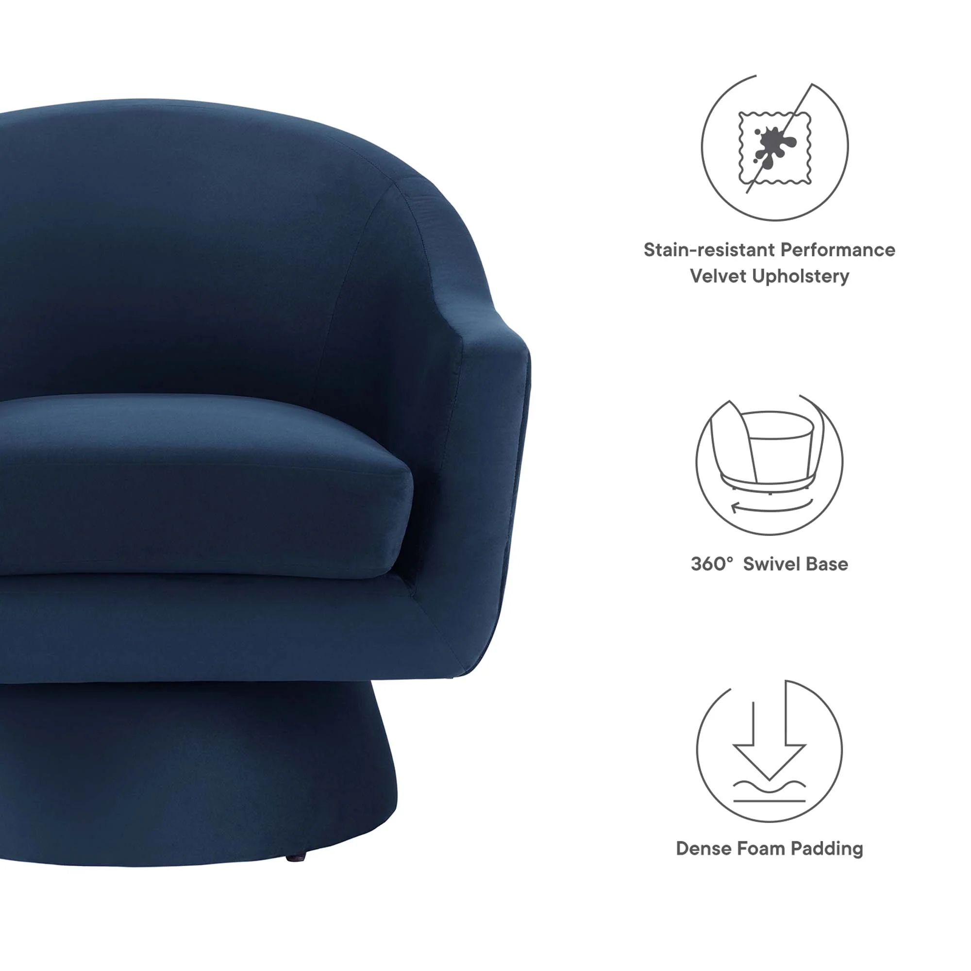 Astral Performance Velvet Fabric and Wood Swivel Chair by Modway - Image 18