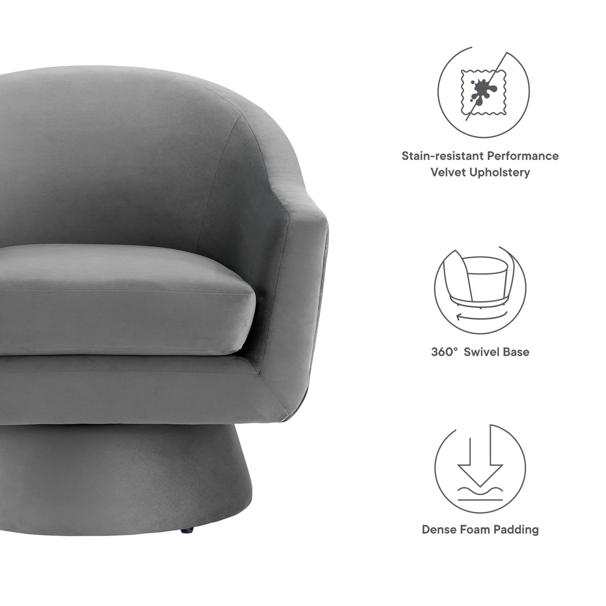 Astral Performance Velvet Fabric and Wood Swivel Chair by Modway - Image 19