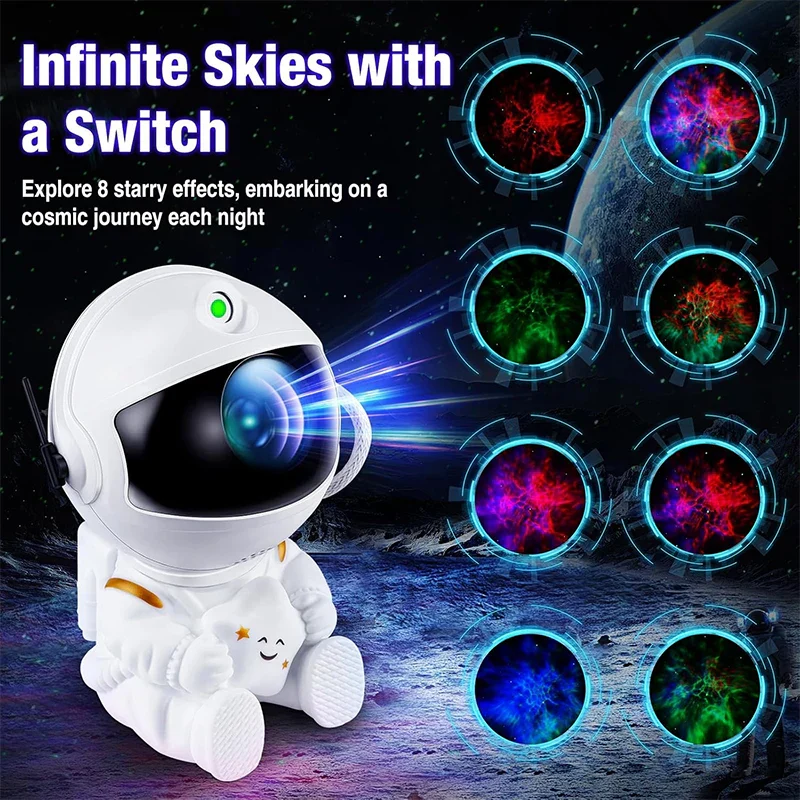 Astronaut Galaxy Star Projector LED Night Light with Timer Remote Room Decor Gift - Image 2