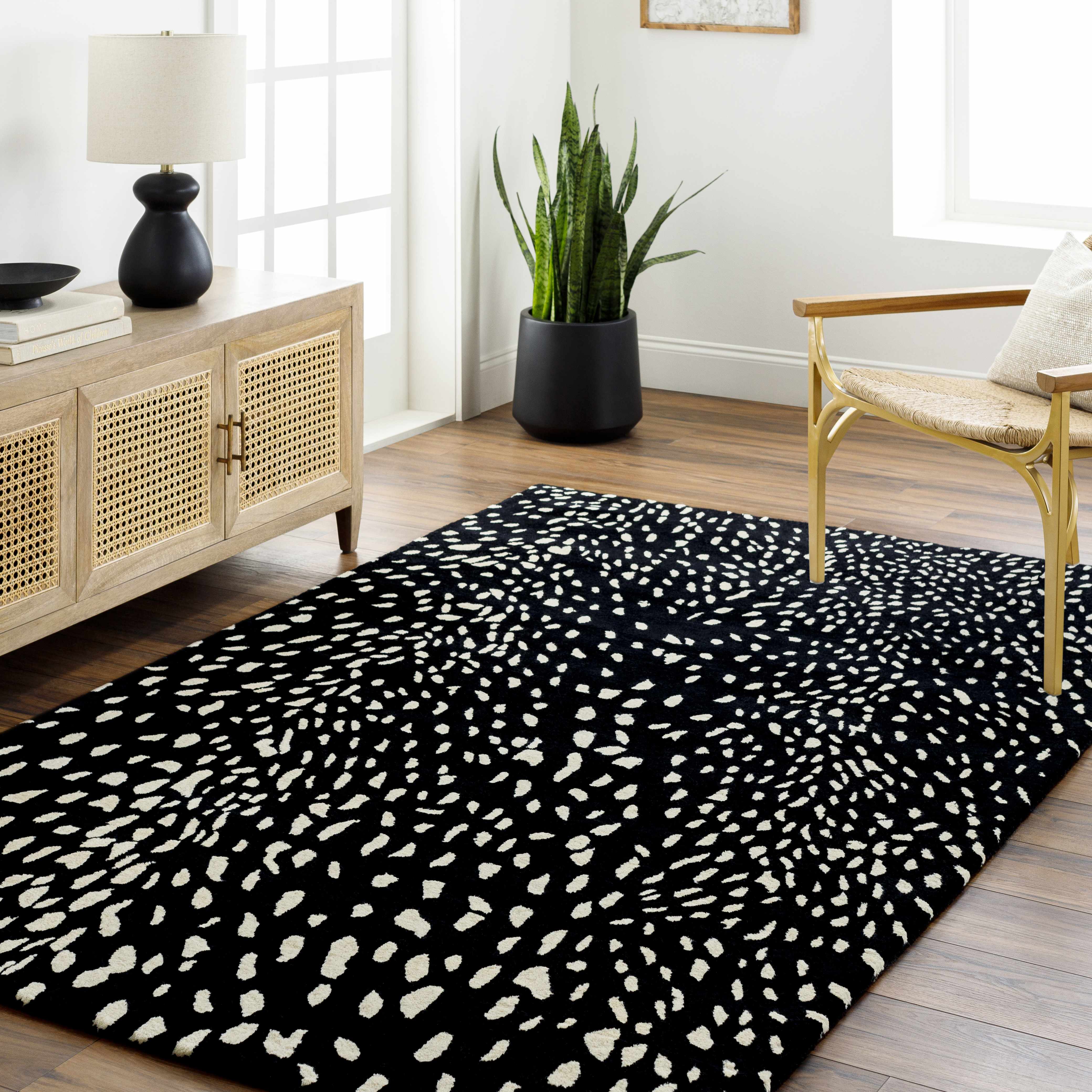 Athena Black Giraffe Print Wool Rug - Image 2