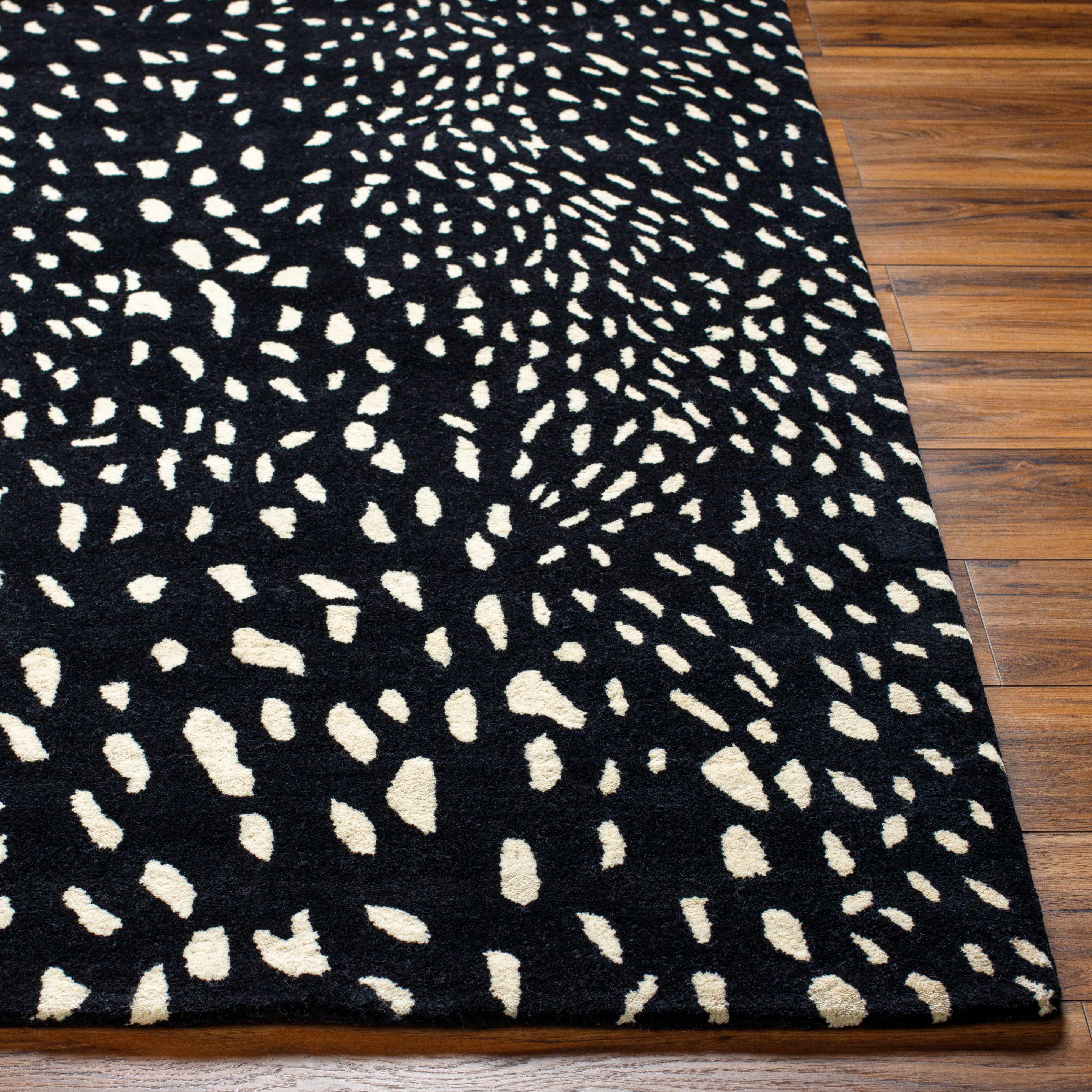 Athena Black Giraffe Print Wool Rug - Image 3