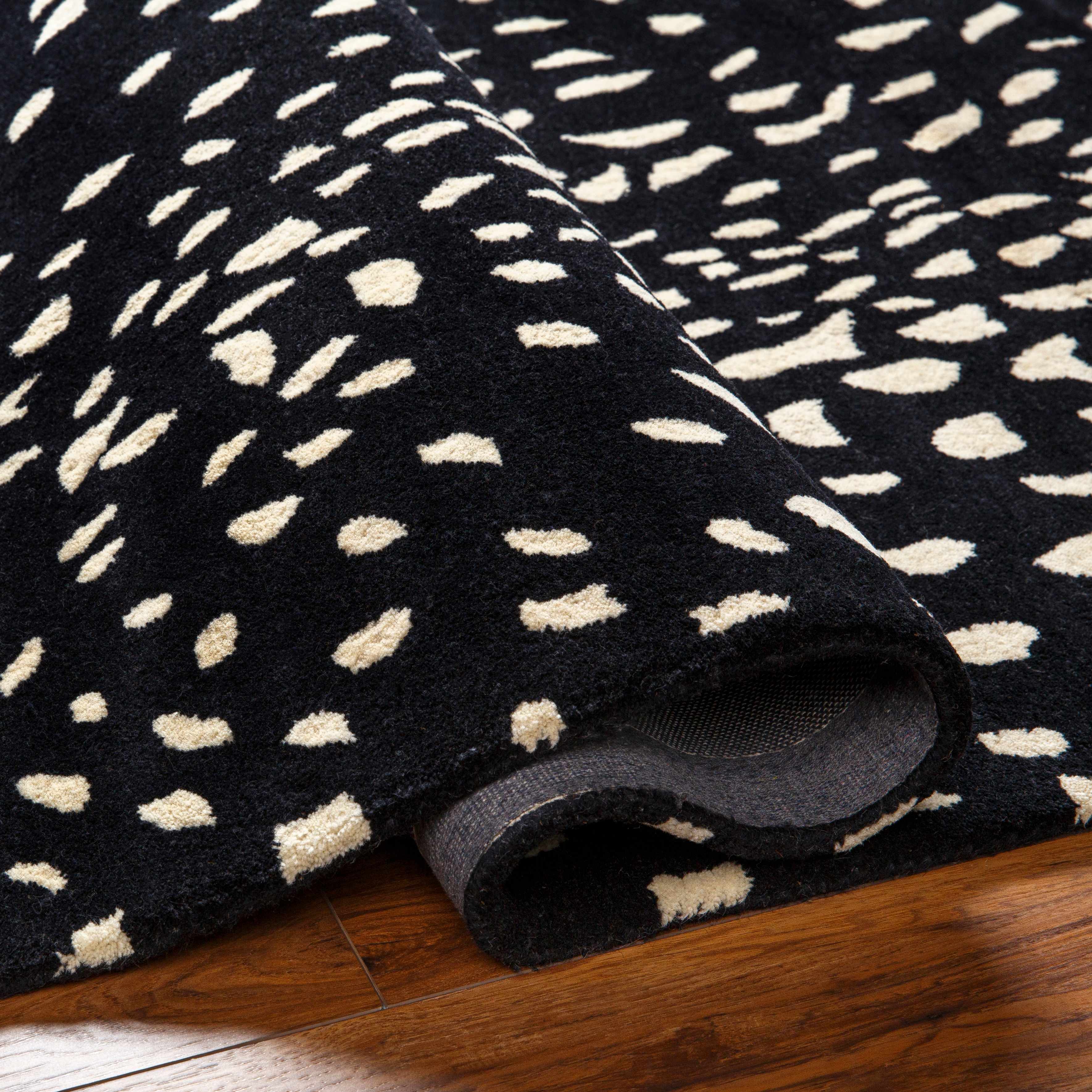 Athena Black Giraffe Print Wool Rug - Image 4