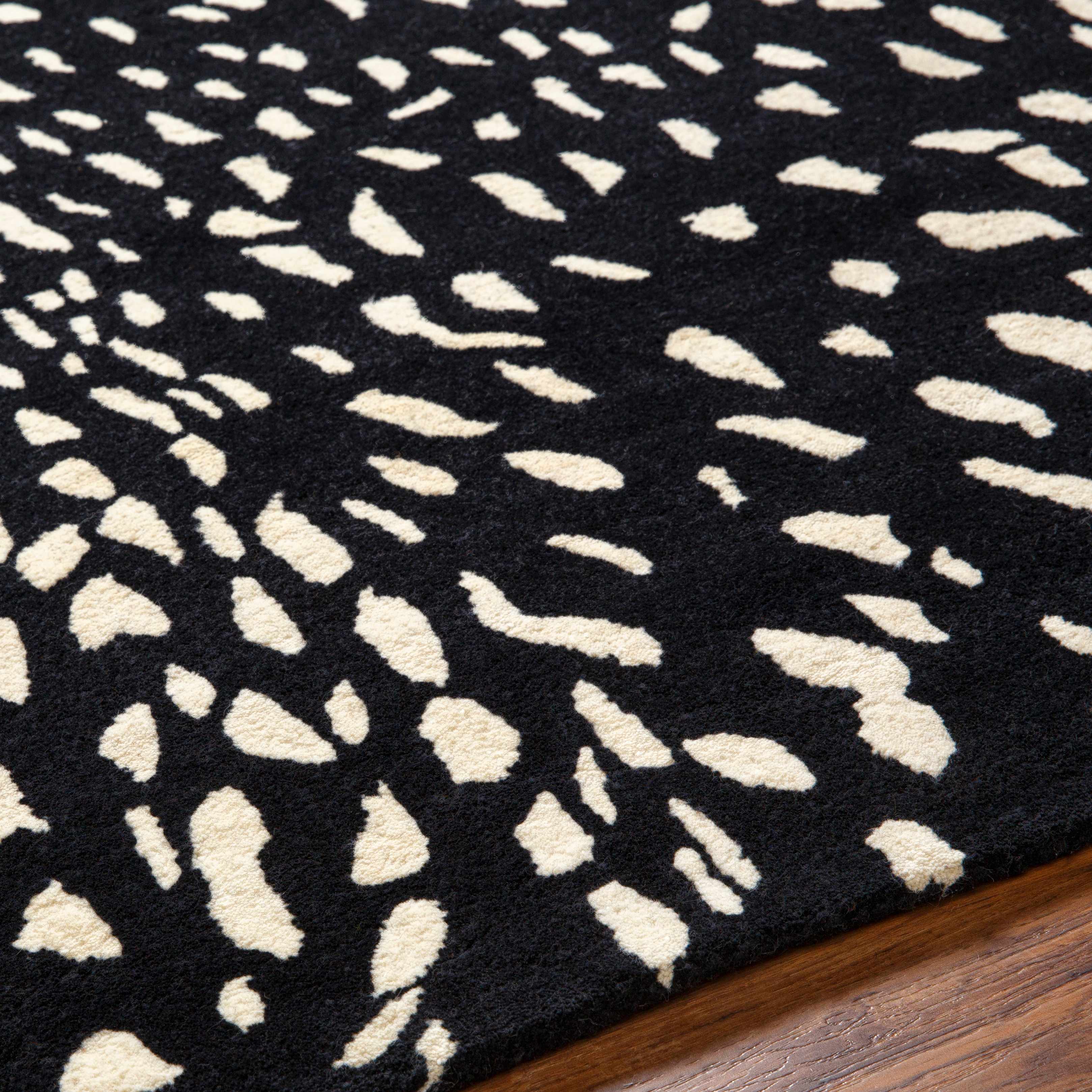 Athena Black Giraffe Print Wool Rug - Image 6