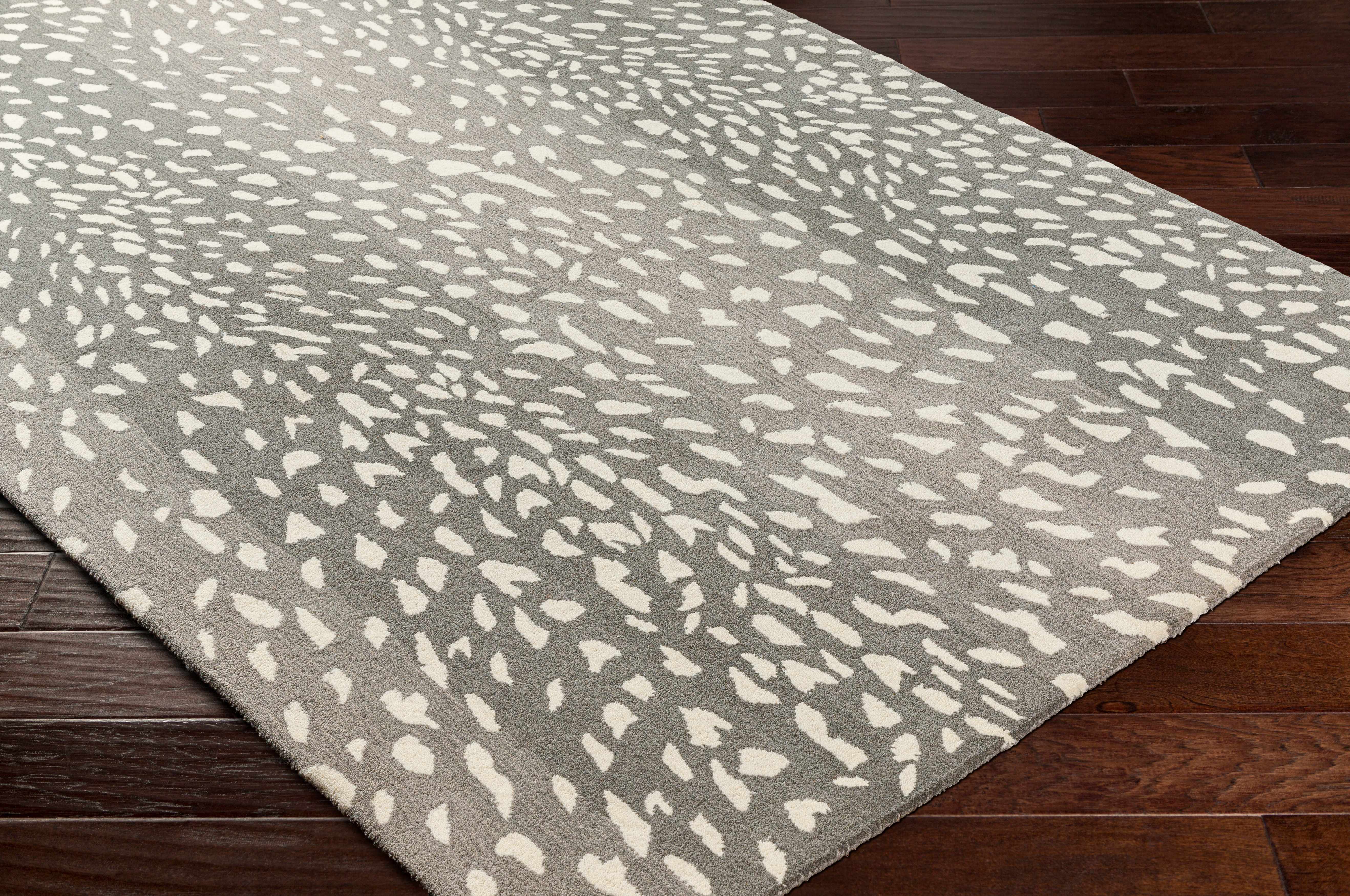 Athena Gray Giraffe Print Wool Rug - Image 11