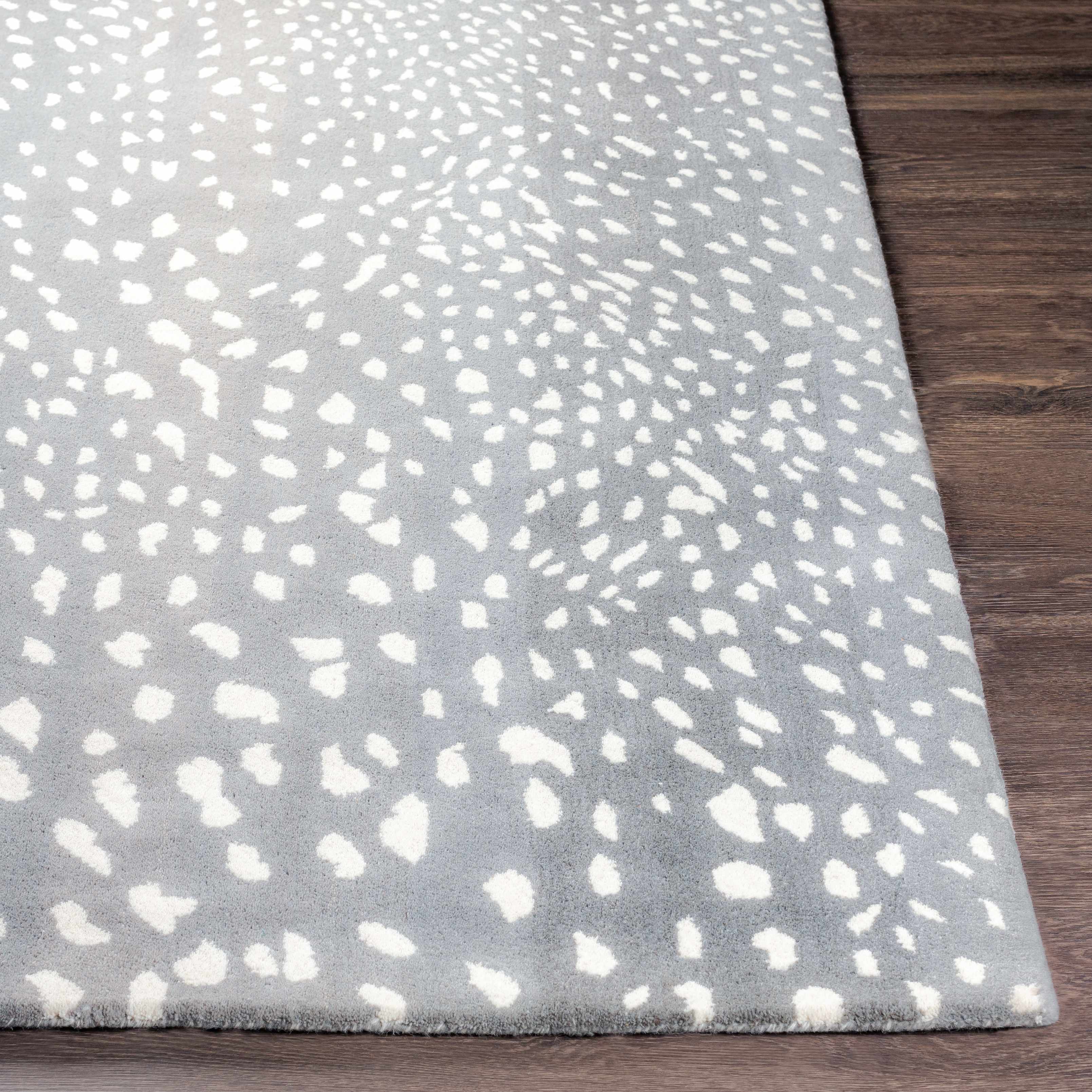 Athena Gray Giraffe Print Wool Rug - Image 4