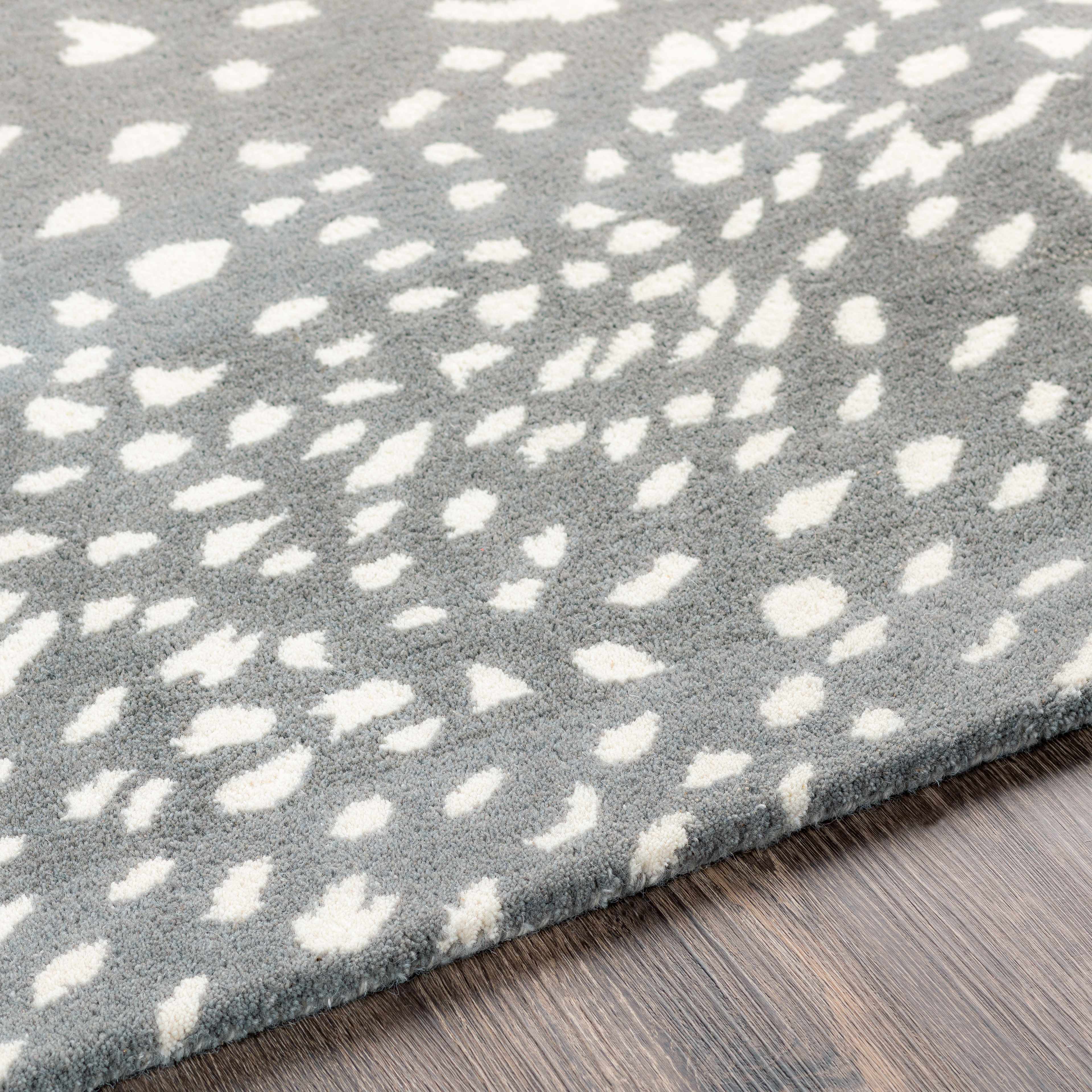 Athena Gray Giraffe Print Wool Rug - Image 9