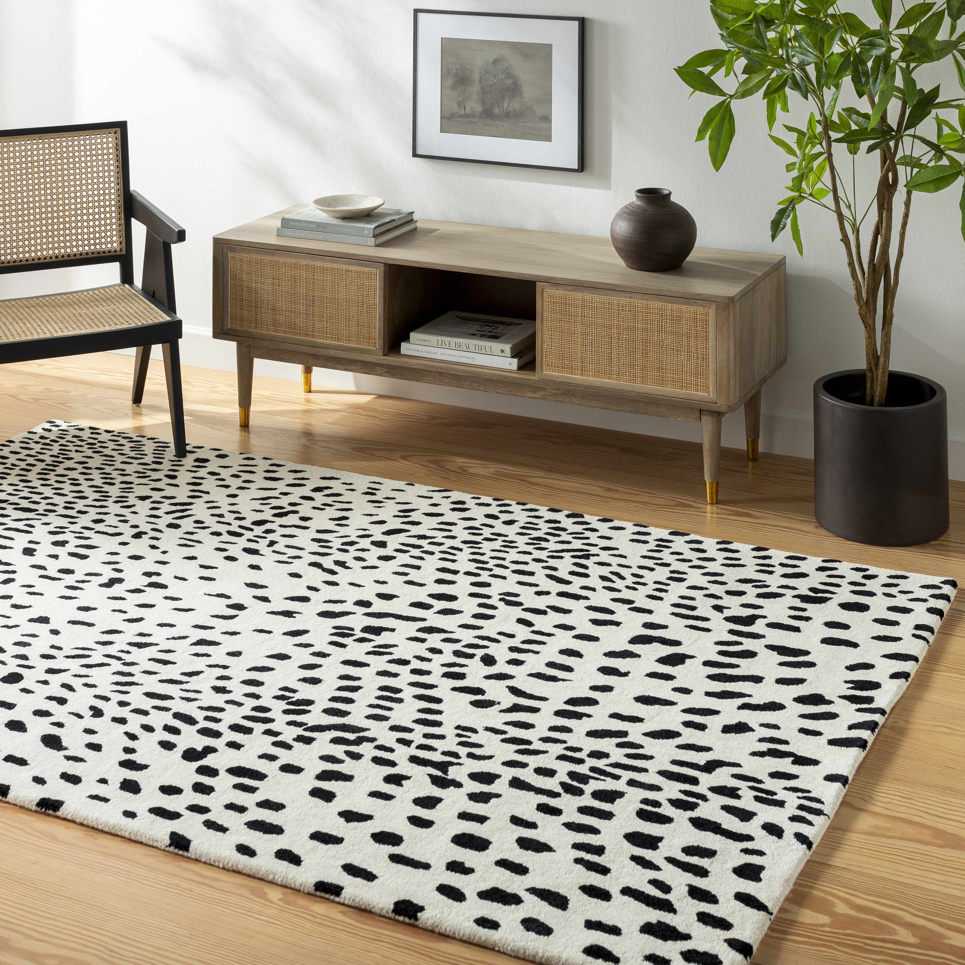 Athena White Giraffe Print Wool Rug - Image 2
