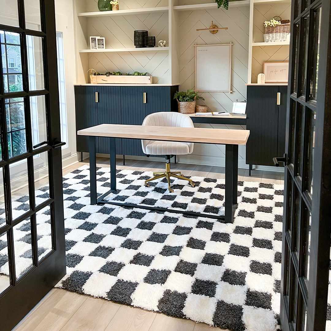 Atira Black & White Checkered Area Rug - Image 2