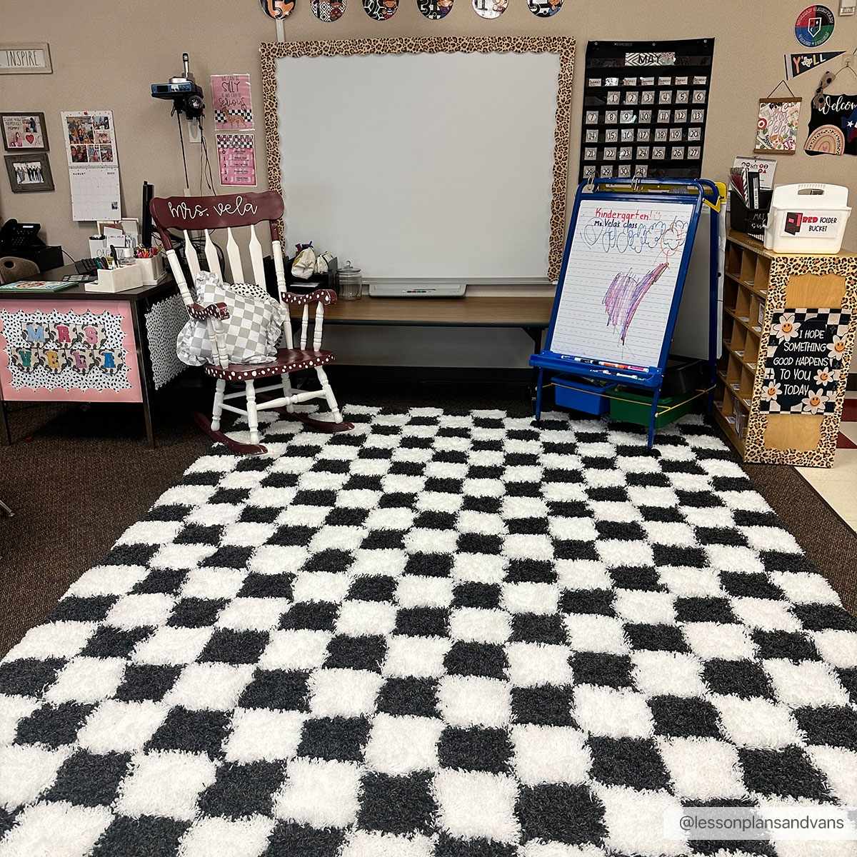 Atira Black & White Checkered Area Rug - Image 3