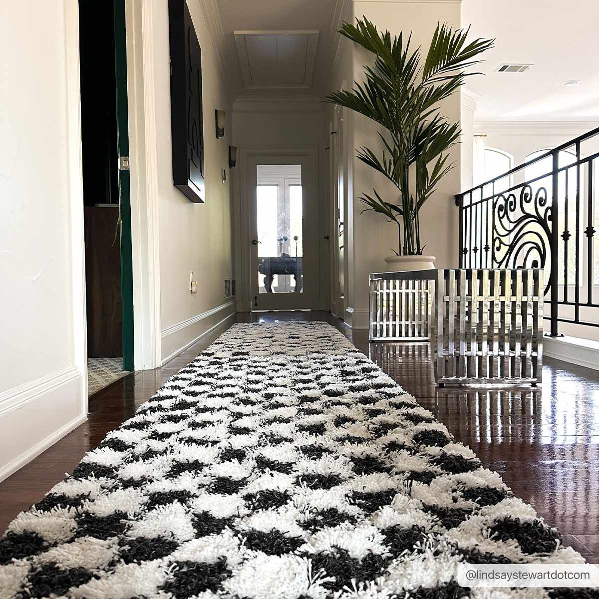 Atira Black & White Checkered Area Rug - Image 5