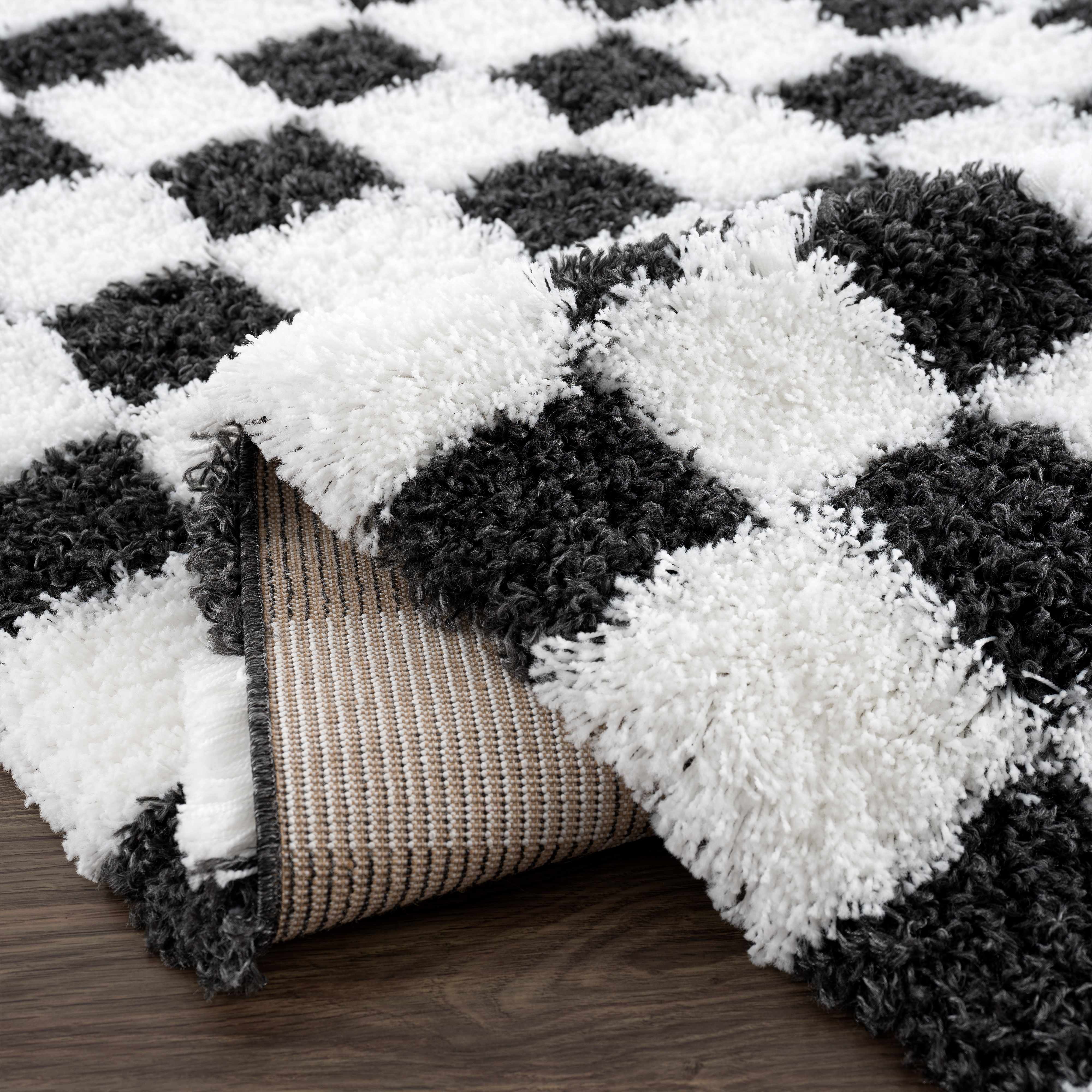 Atira Black & White Checkered Area Rug - Image 7