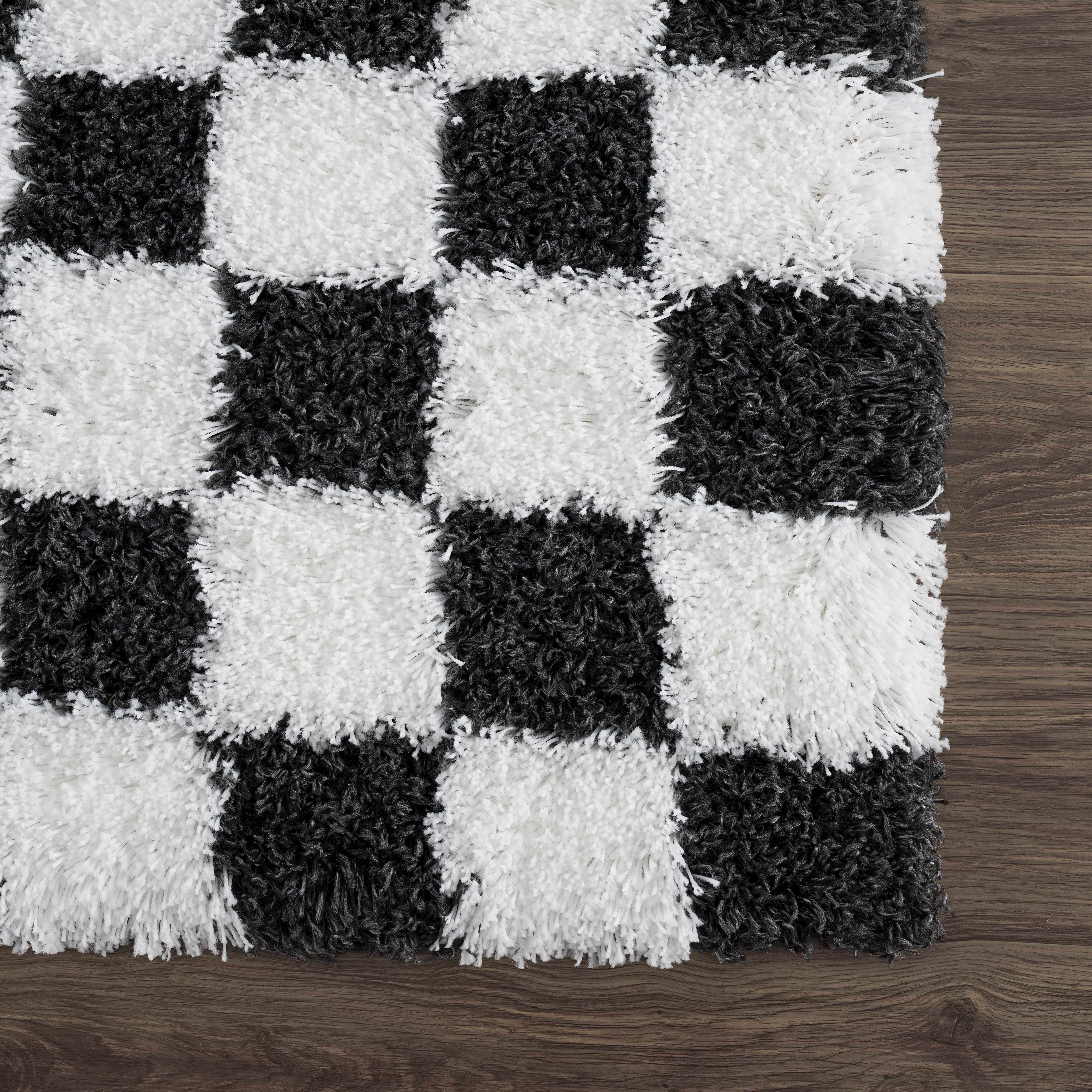 Atira Black & White Checkered Area Rug - Image 9