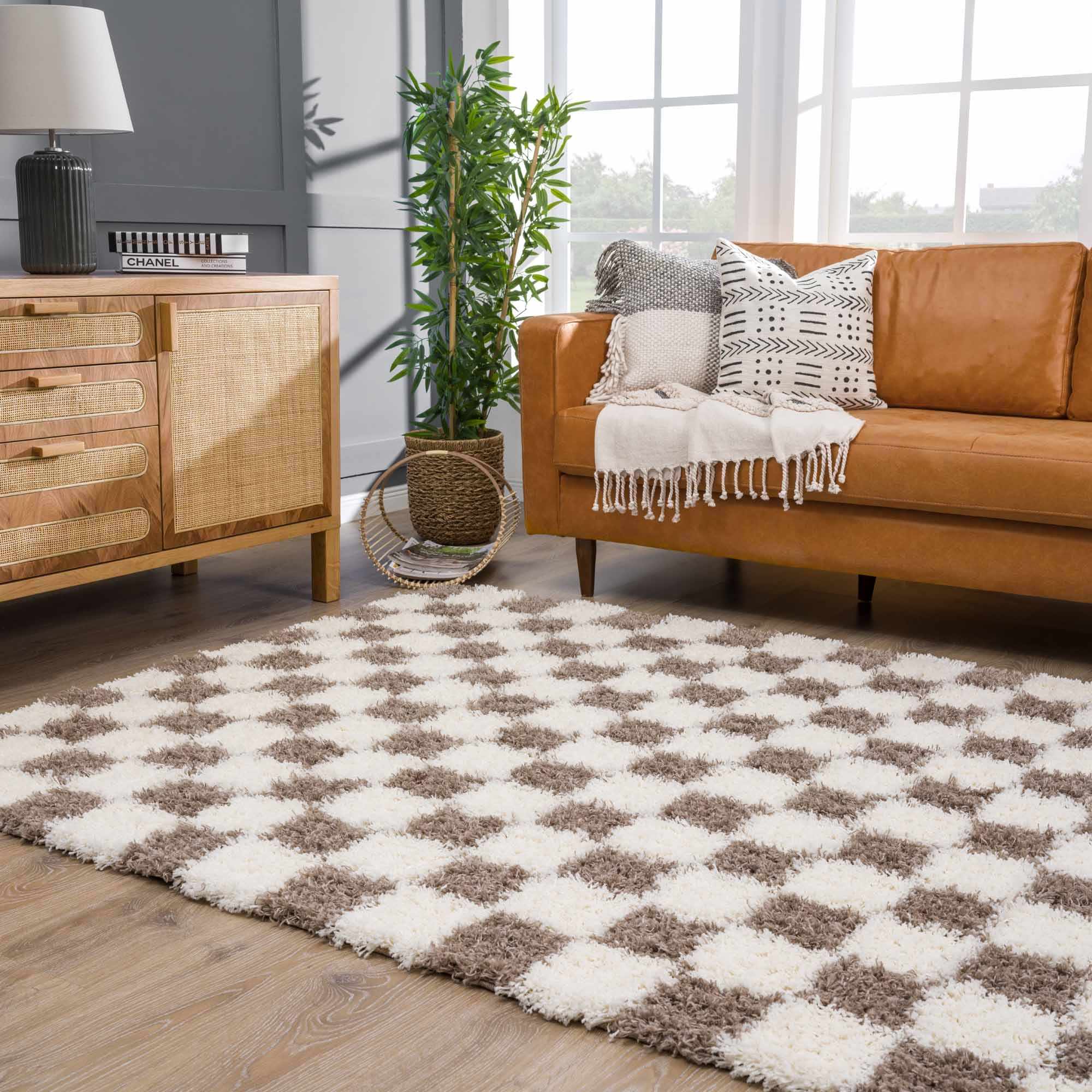 Atira Brown Checkered Area Rug - Image 10