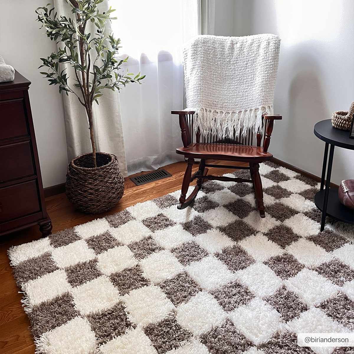 Atira Brown Checkered Area Rug - Image 3