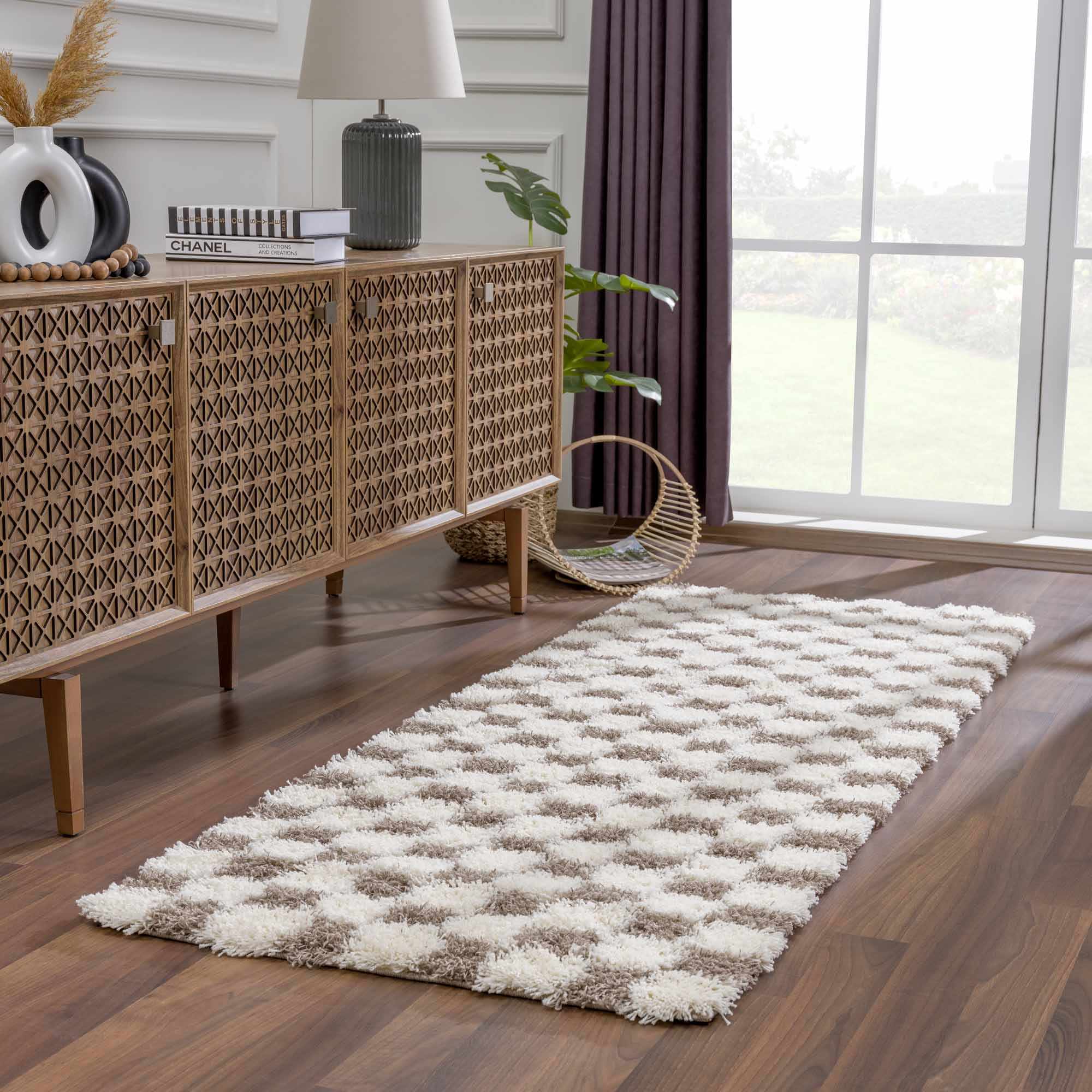 Atira Brown Checkered Area Rug - Image 6