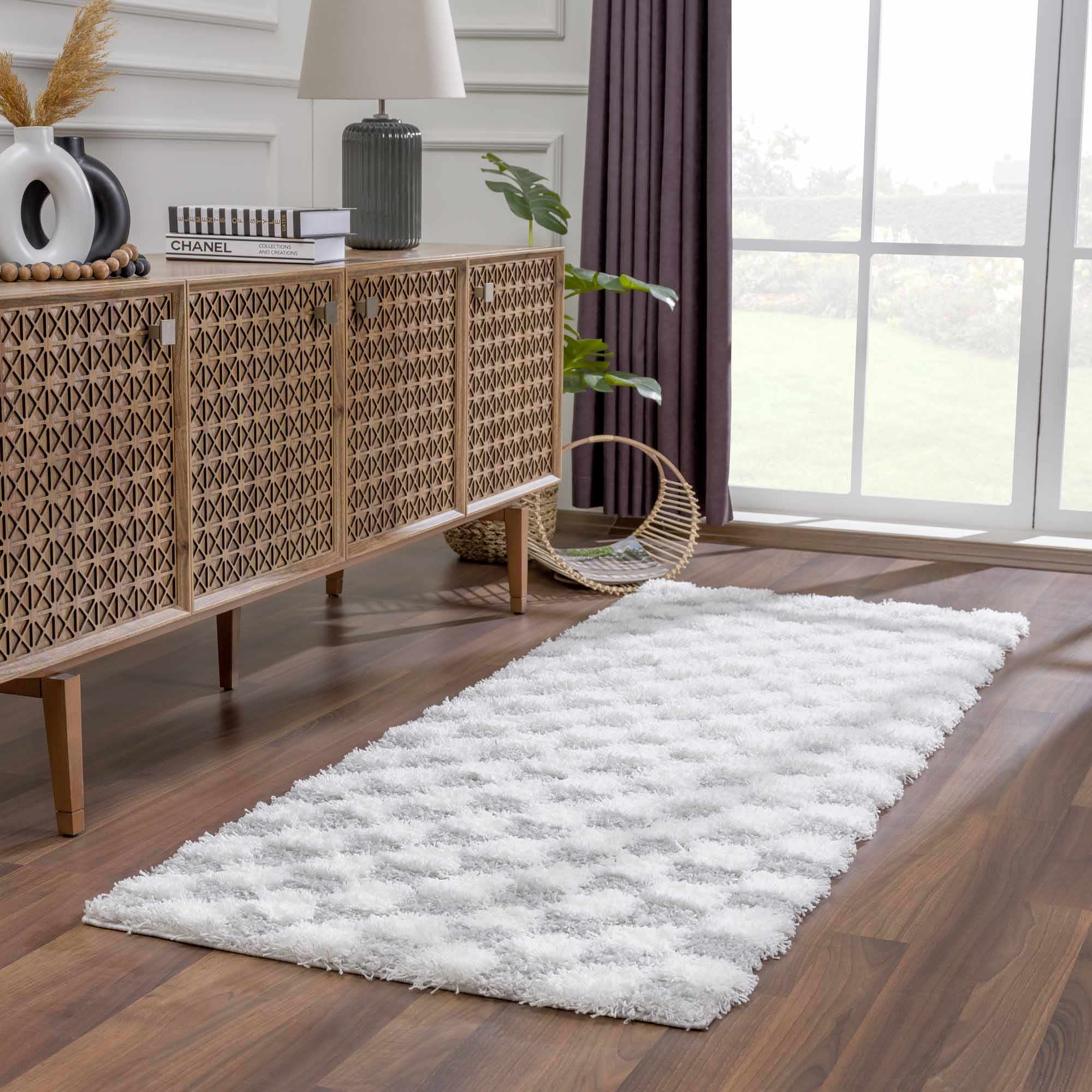Atira Gray Checkered Area Rug - Image 3