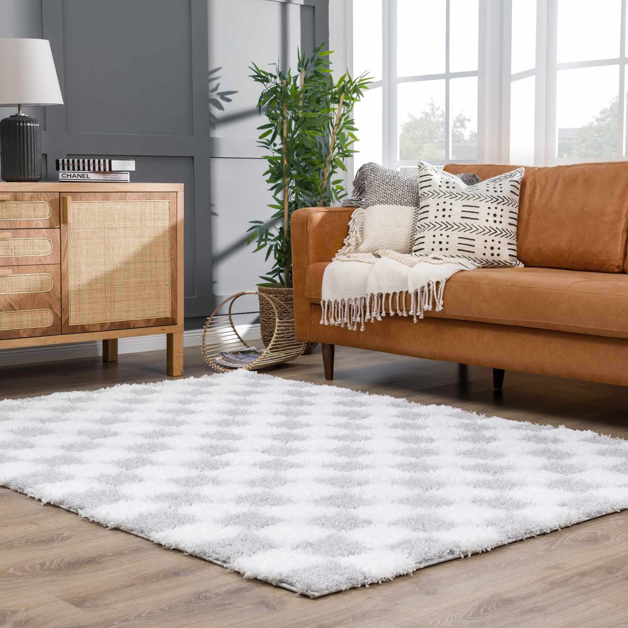 Atira Gray Checkered Area Rug - Image 9