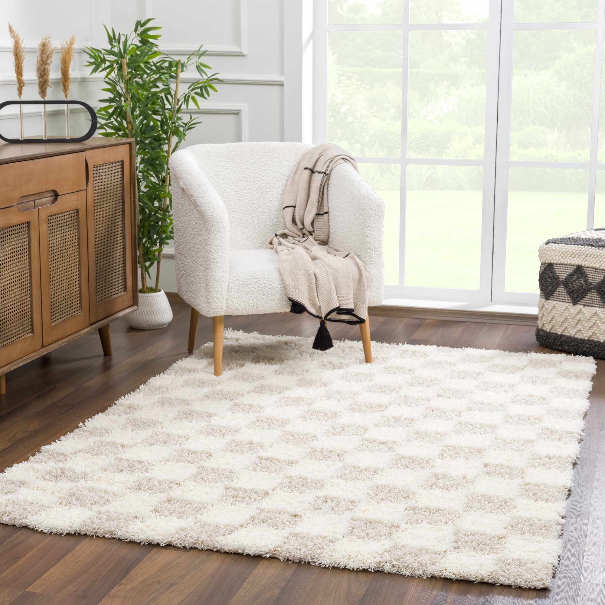Atira Light Brown Checkered Area Rug - Image 10