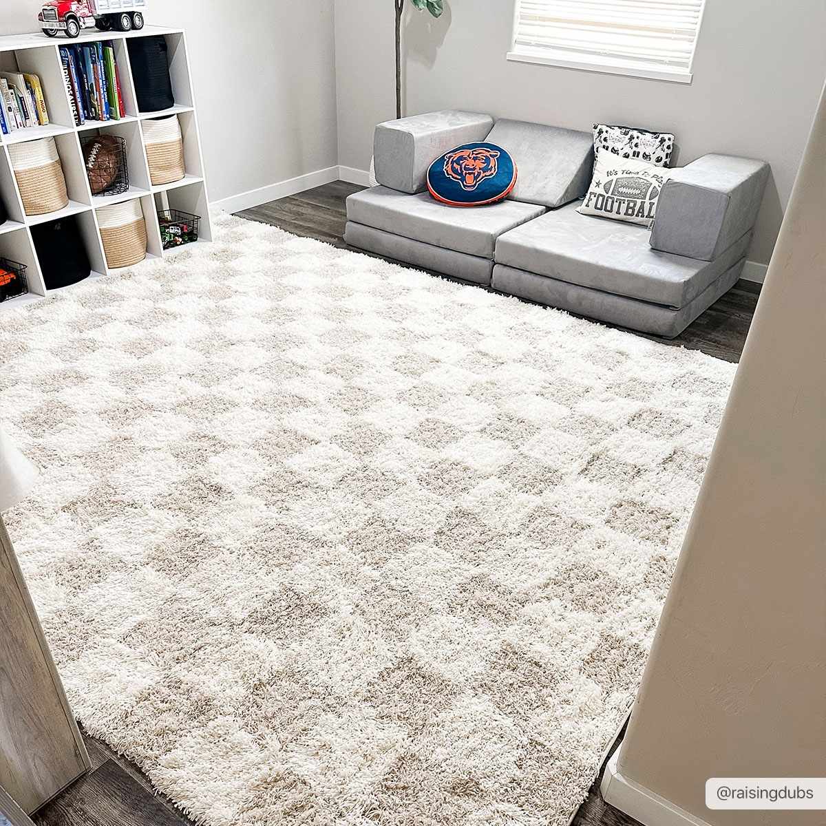 Atira Light Brown Checkered Area Rug - Image 2