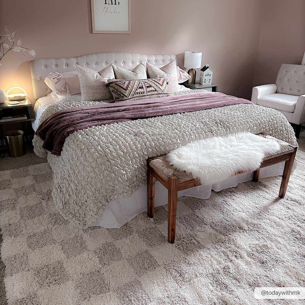 Atira Light Brown Checkered Area Rug - Image 3