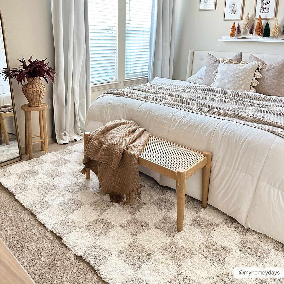 Atira Light Brown Checkered Area Rug - Image 4