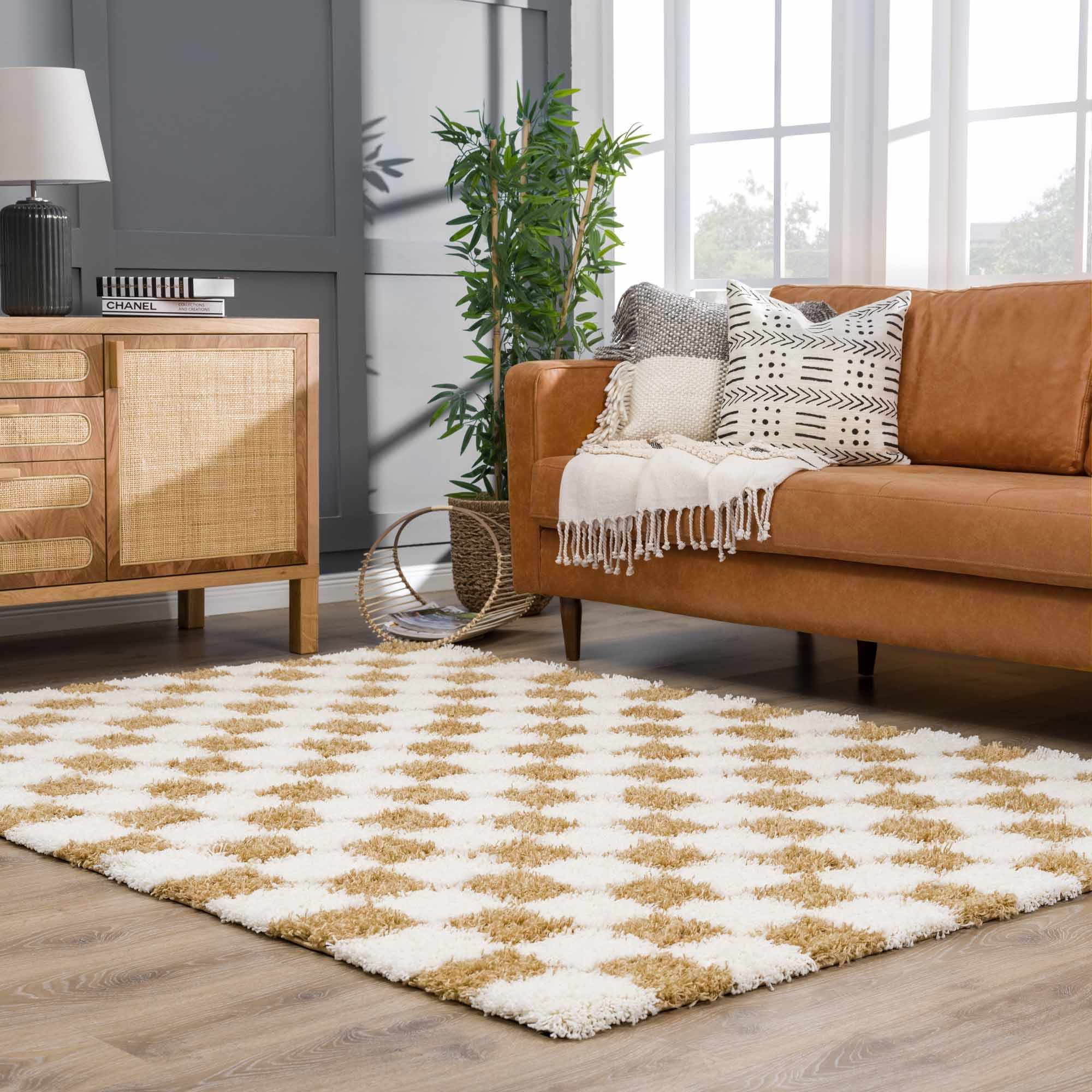 Atira Mustard Checkered Area Rug - Image 15