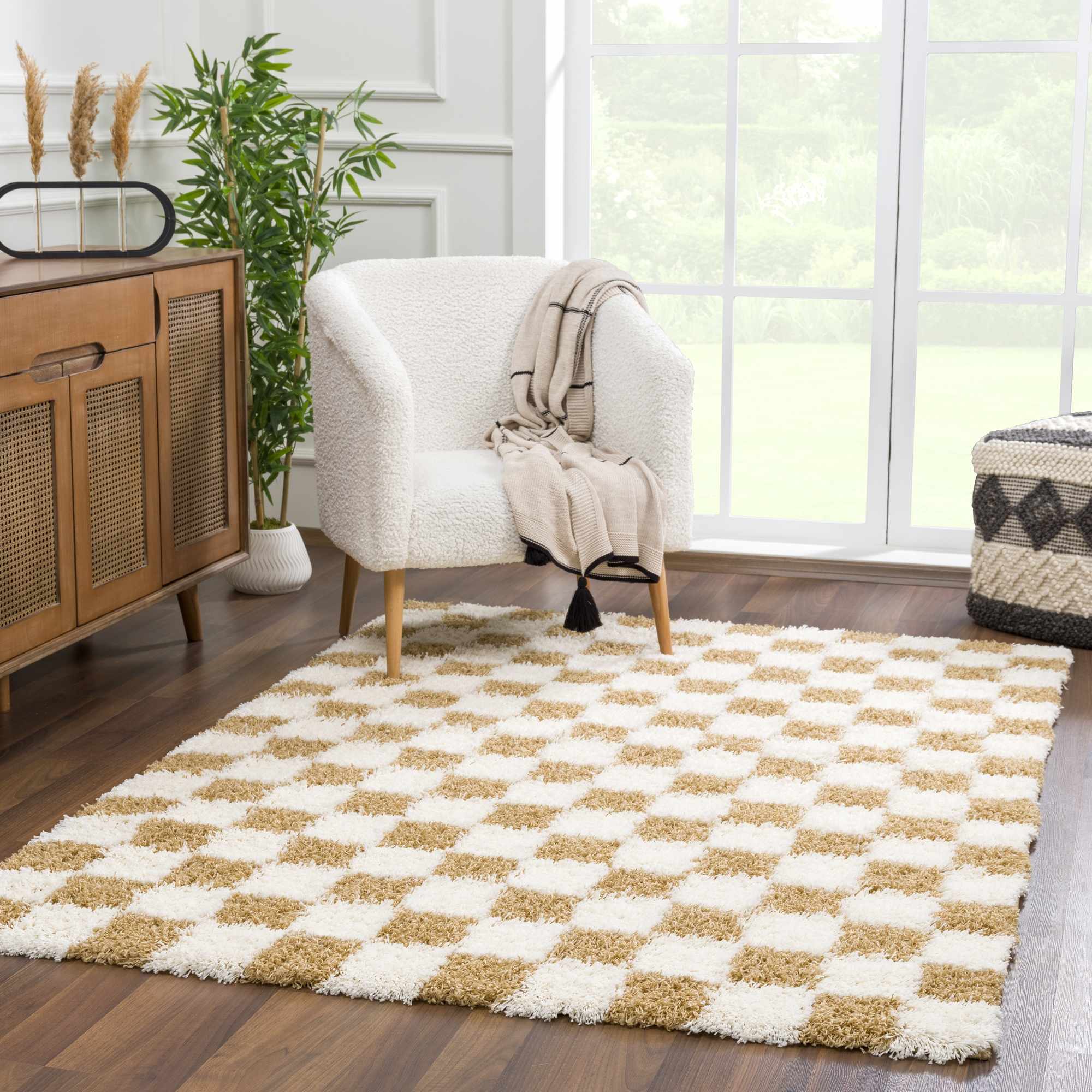 Atira Mustard Checkered Area Rug - Image 18