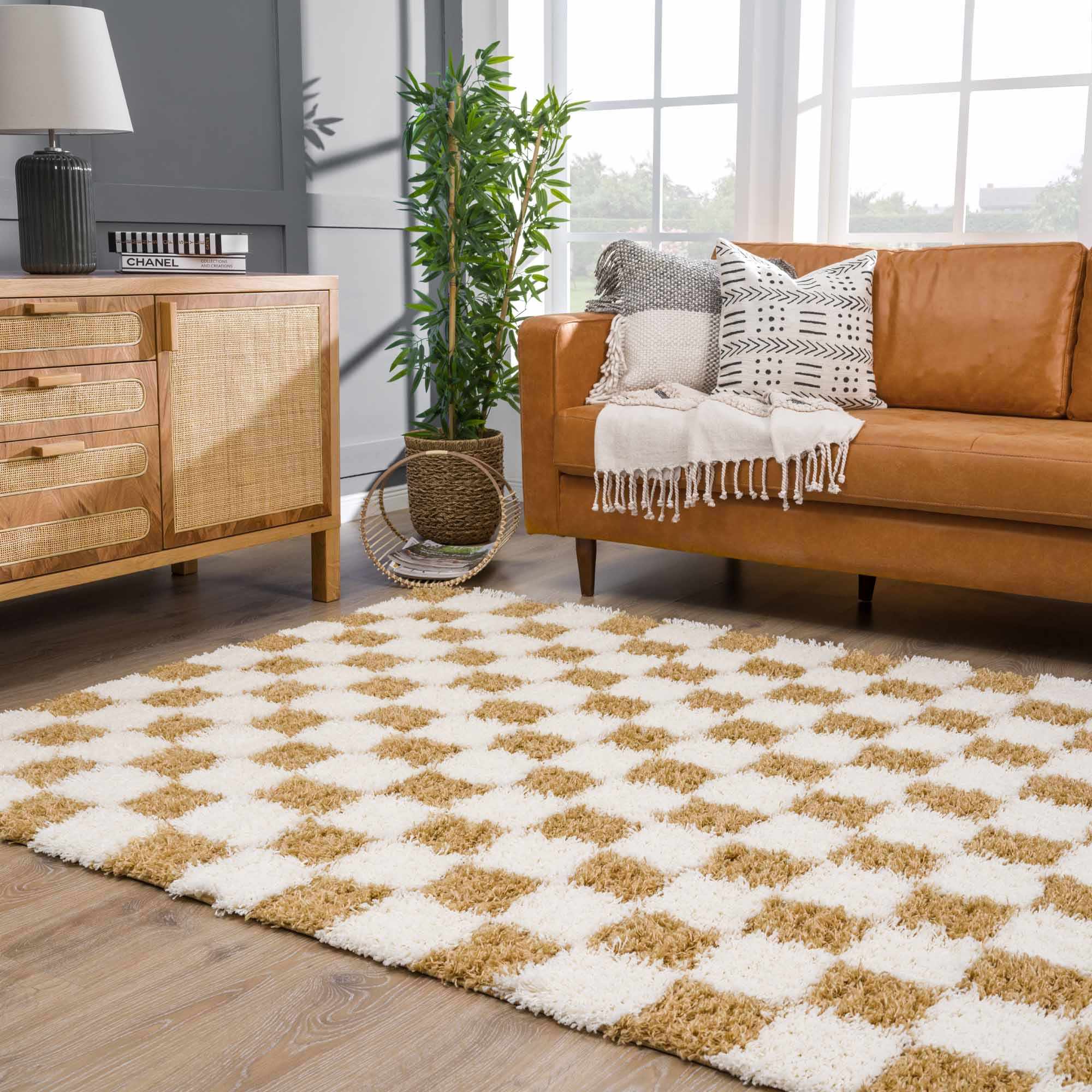 Atira Mustard Checkered Area Rug - Image 21