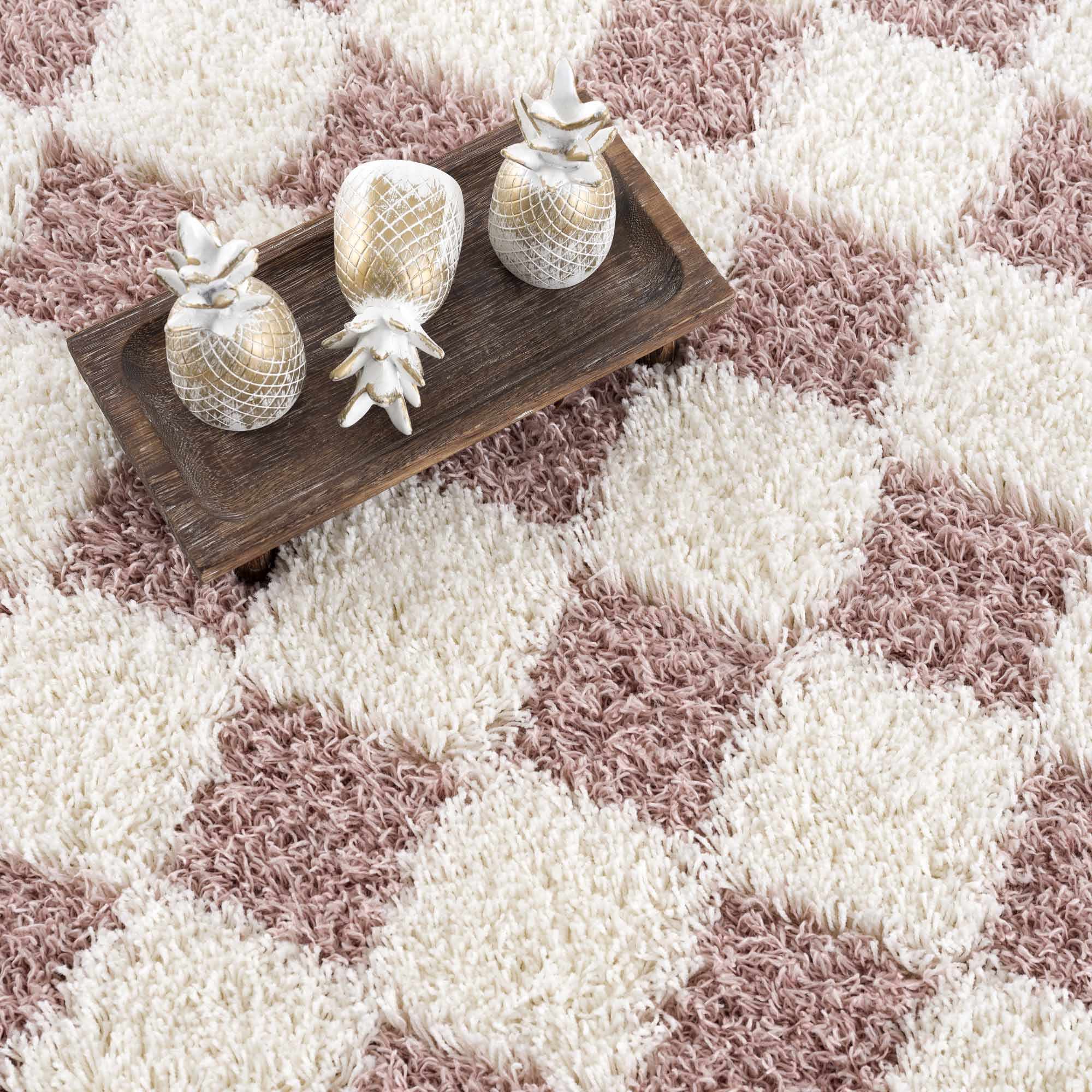 Atira Pink Checkered Shag Rug - Image 13