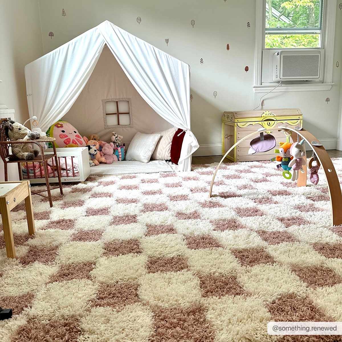 Atira Pink Checkered Shag Rug - Image 3