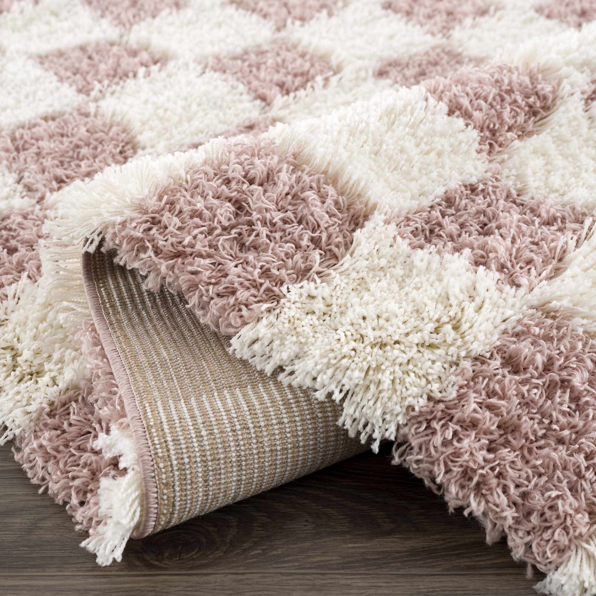 Atira Pink Checkered Shag Rug - Image 7