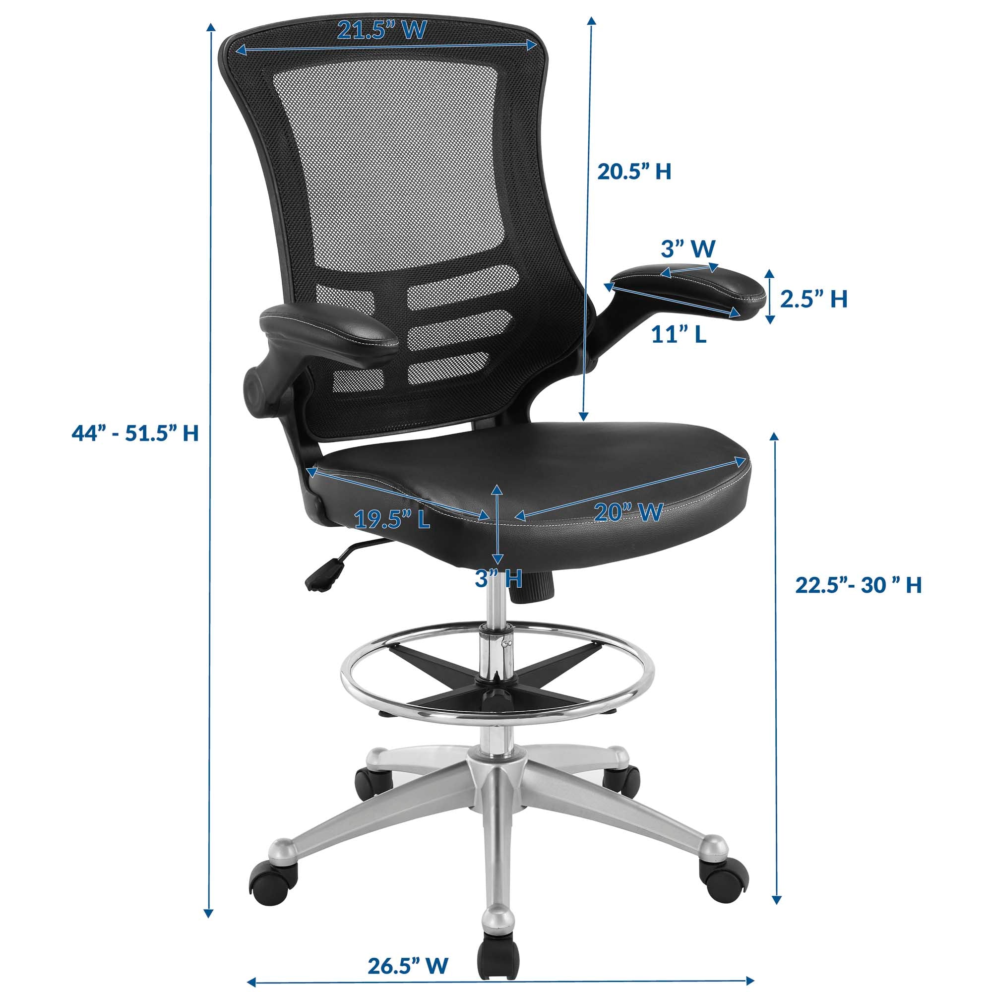 Attainment Vinyl Drafting Chair by Modway - Image 11