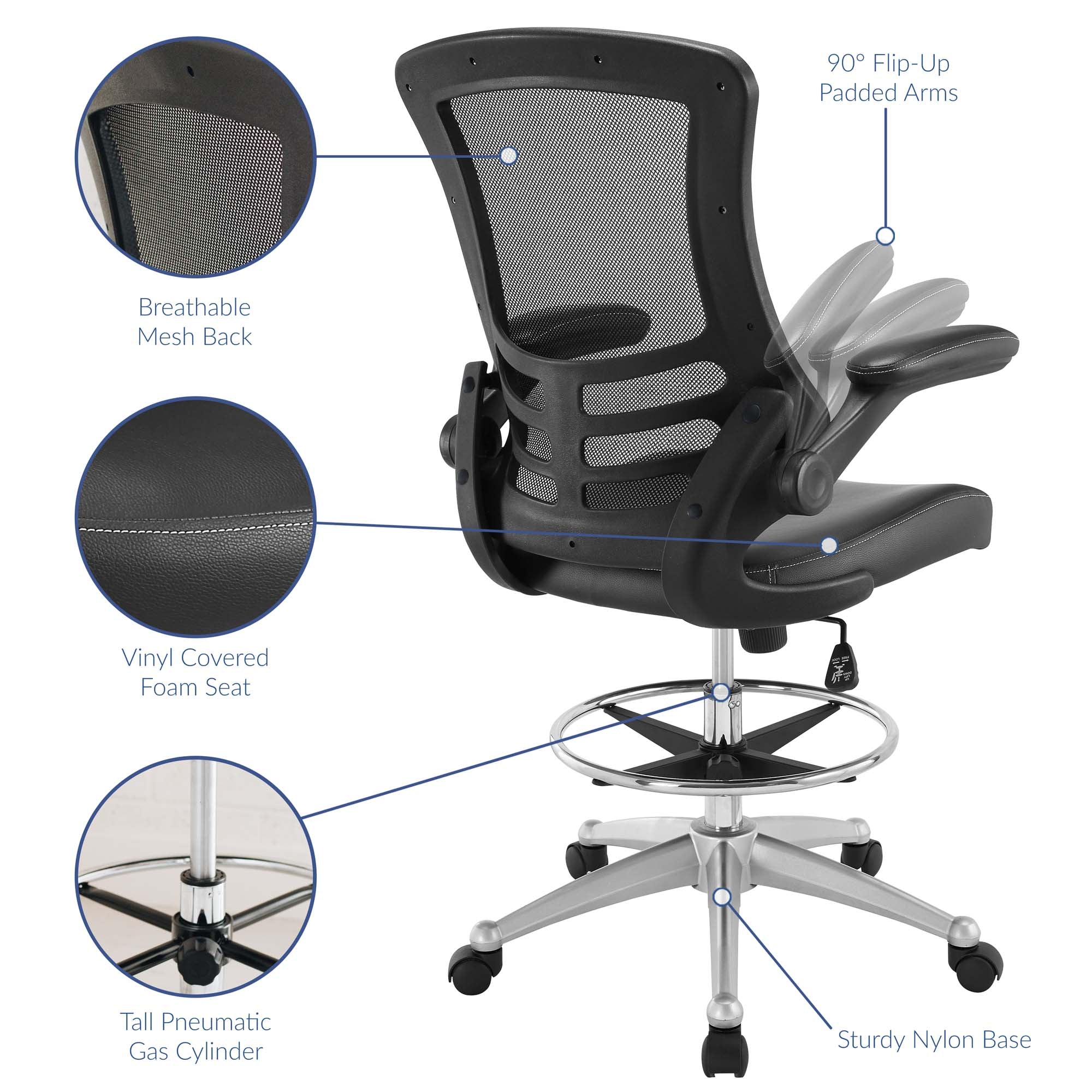 Attainment Vinyl Drafting Chair by Modway - Image 12
