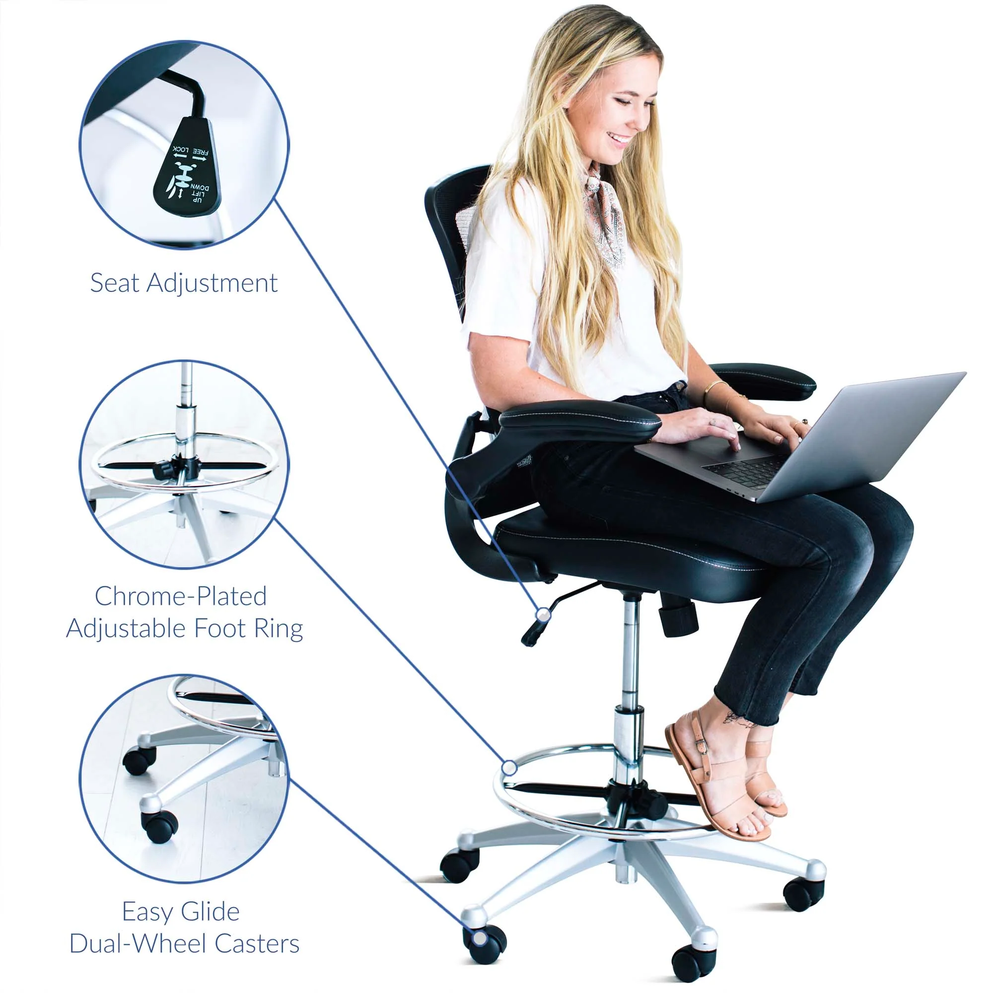 Attainment Vinyl Drafting Chair by Modway - Image 13