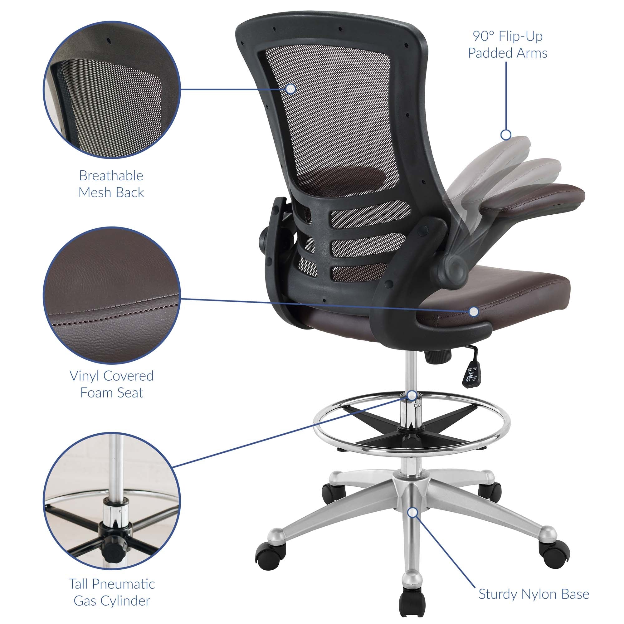 Attainment Vinyl Drafting Chair by Modway - Image 2