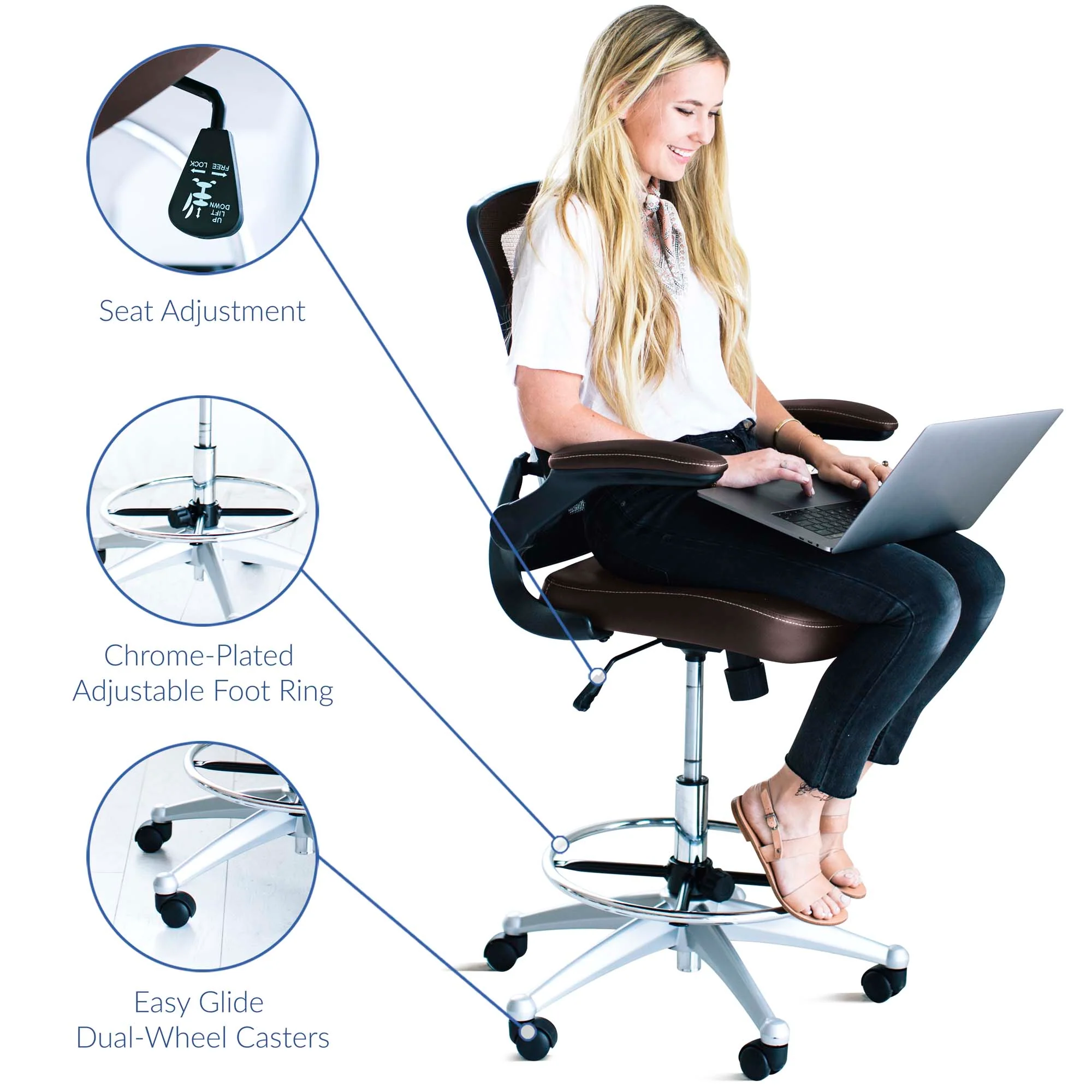 Attainment Vinyl Drafting Chair by Modway - Image 3