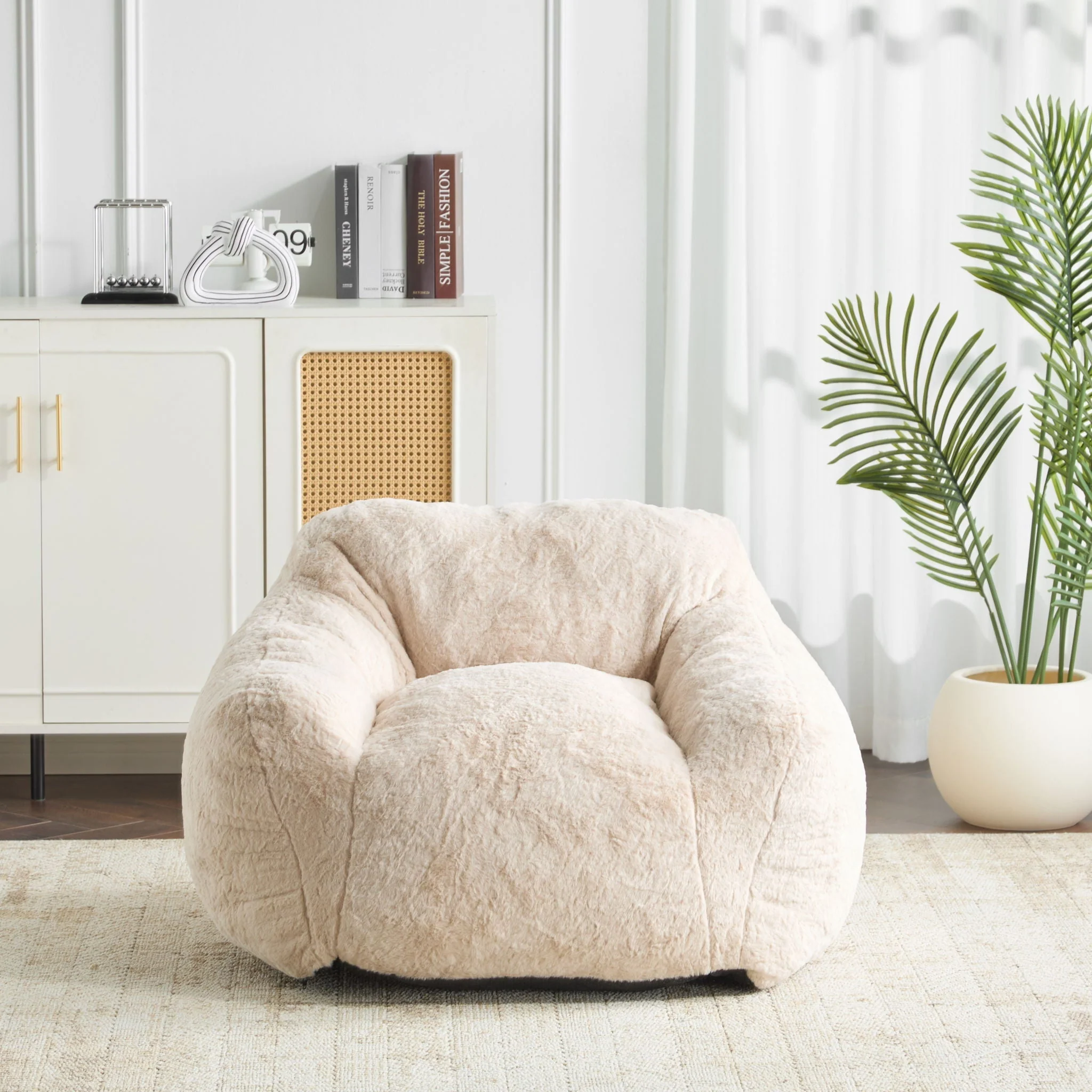 Auch Indoor Armchair Style Bean Bag - Beige - Image 3