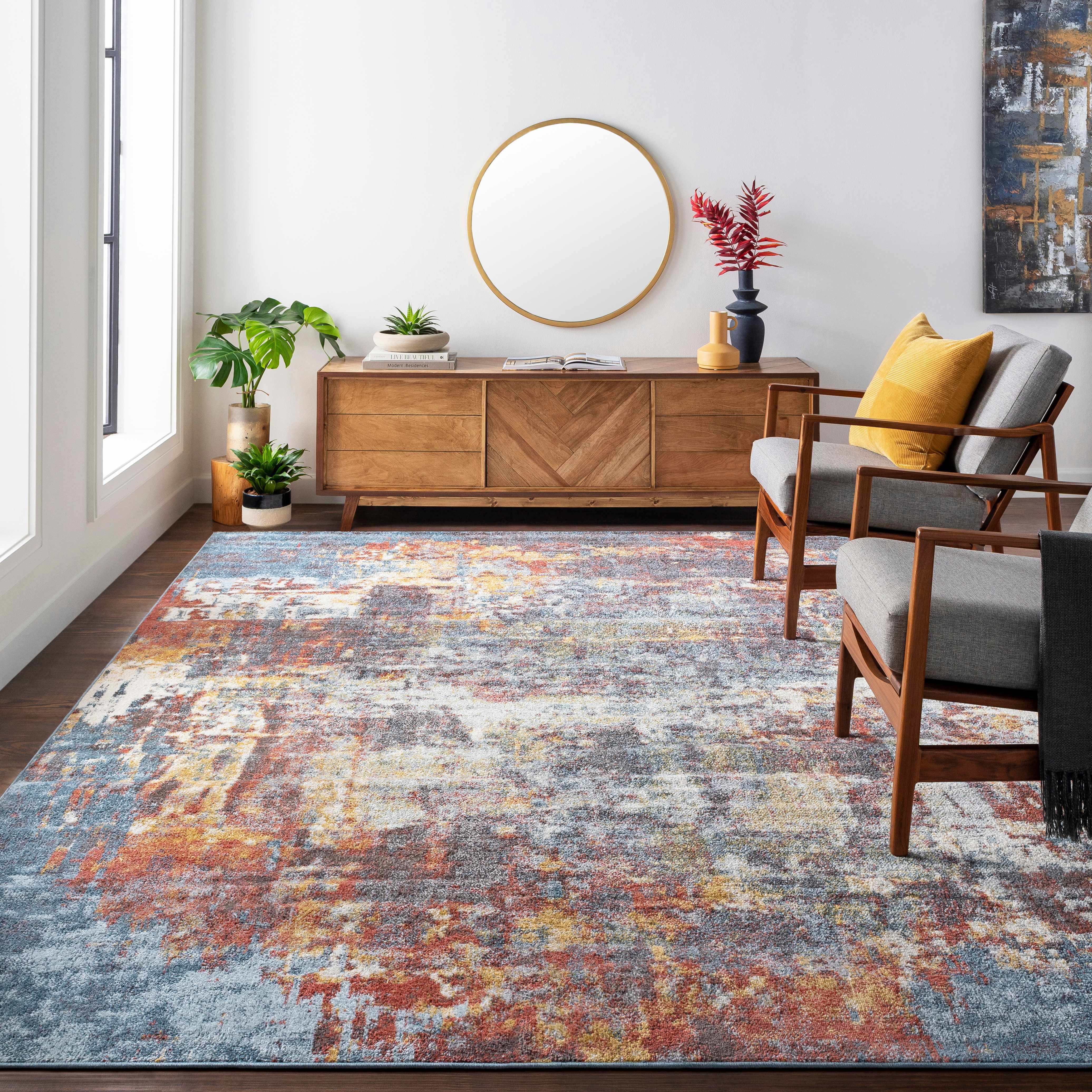 Auckley Colorful Abstract Area Rug - Image 3