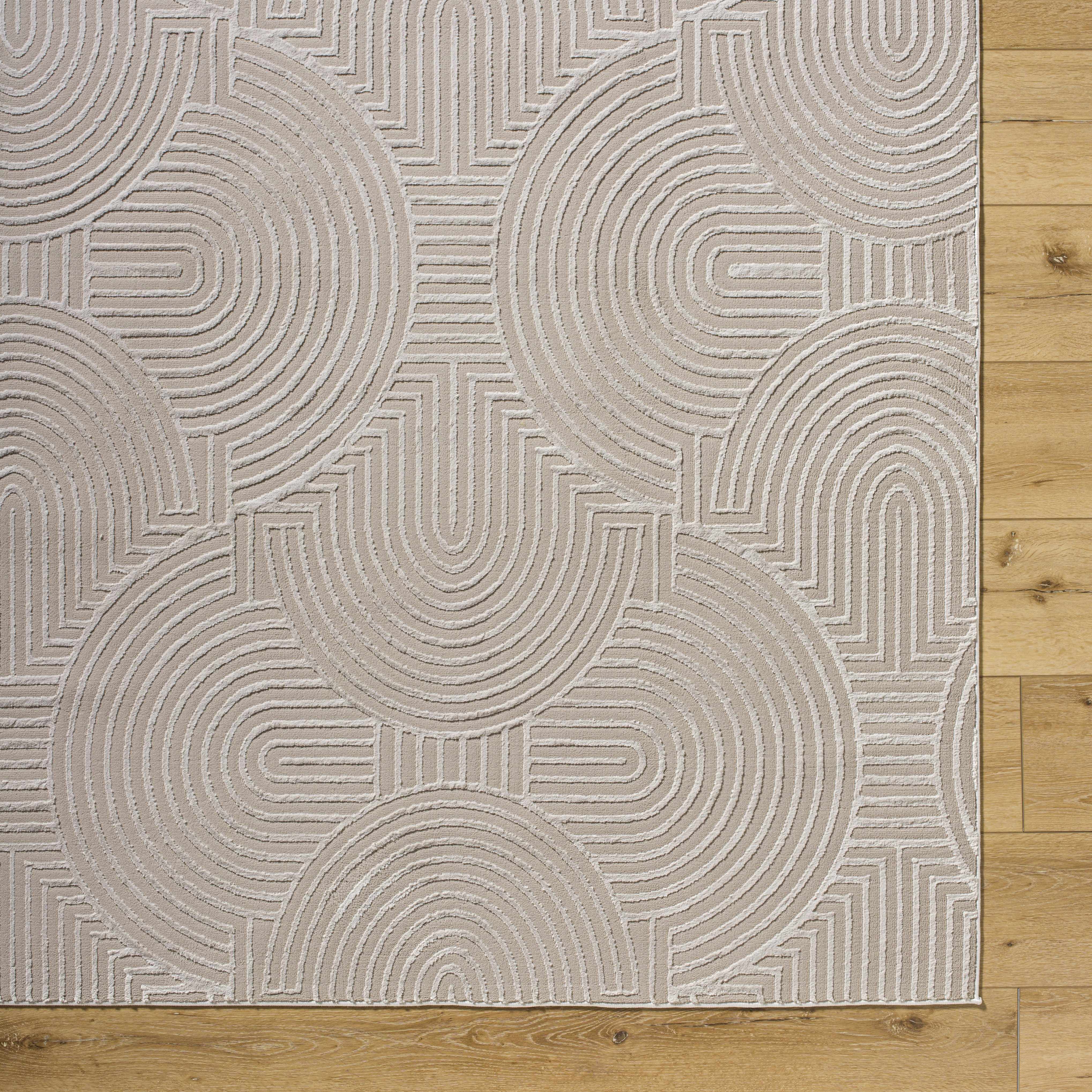 Aucoin Taupe 3D Rainbow Washable Area Rug - Image 2