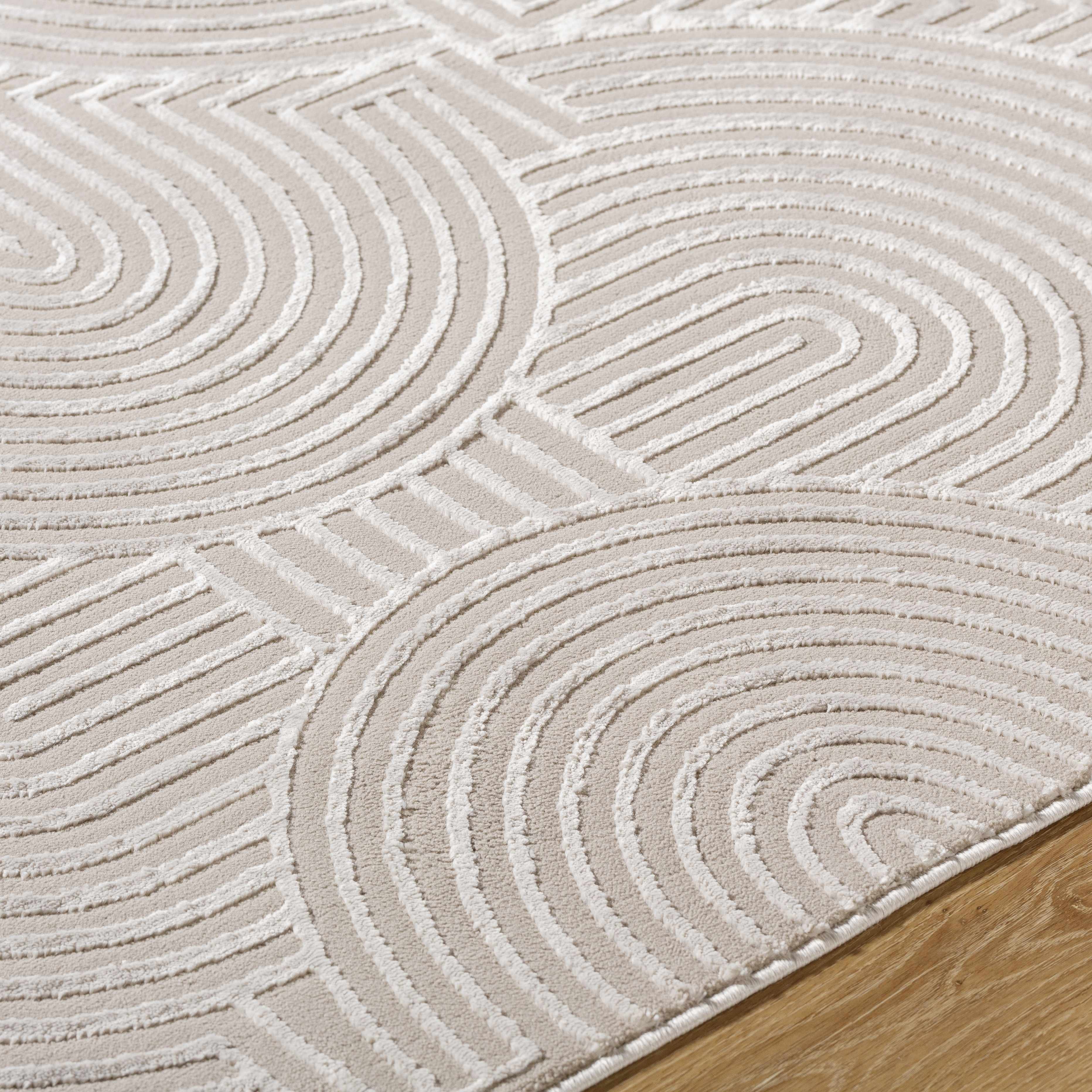 Aucoin Taupe 3D Rainbow Washable Area Rug - Image 3
