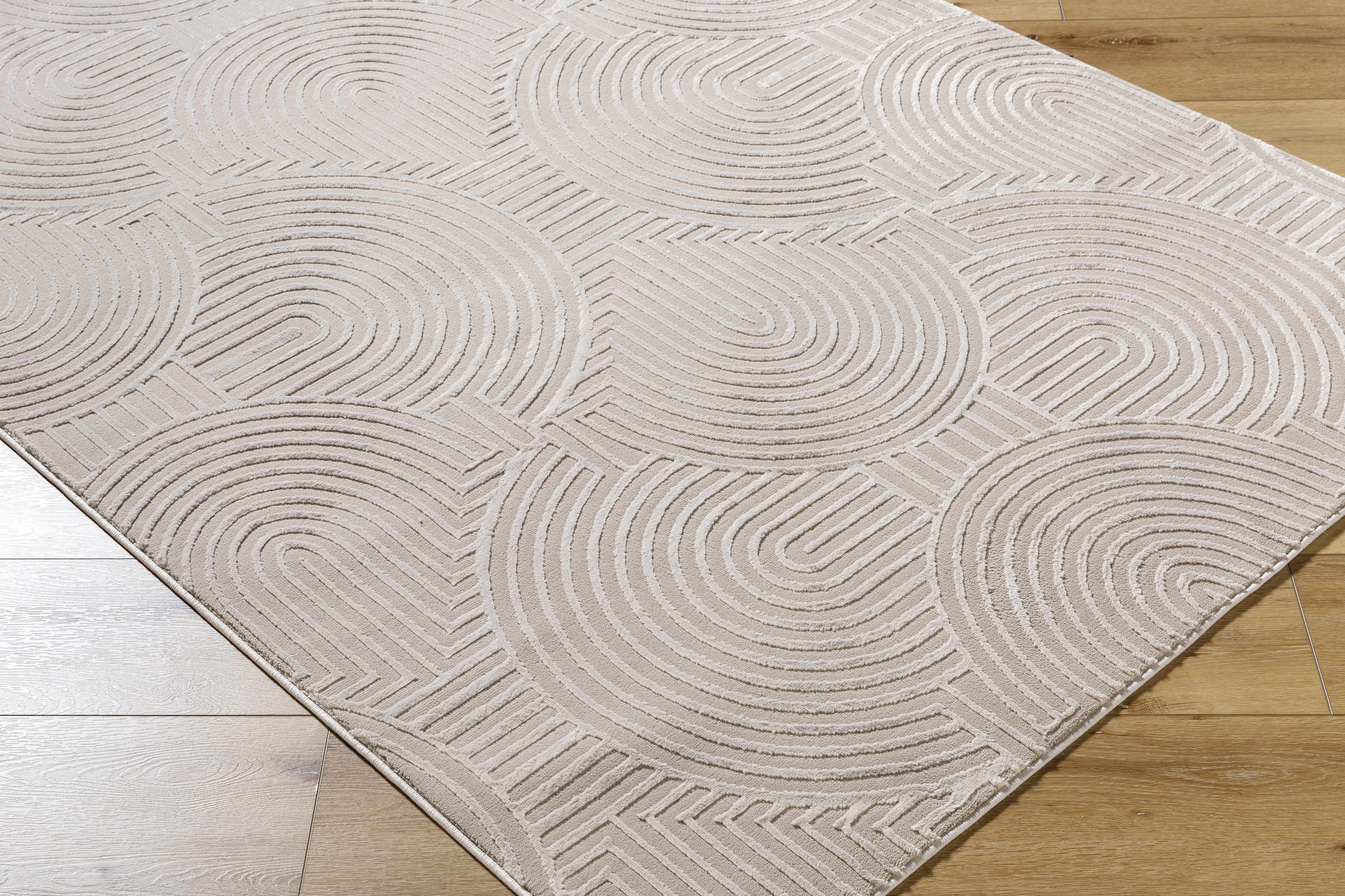 Aucoin Taupe 3D Rainbow Washable Area Rug - Image 4