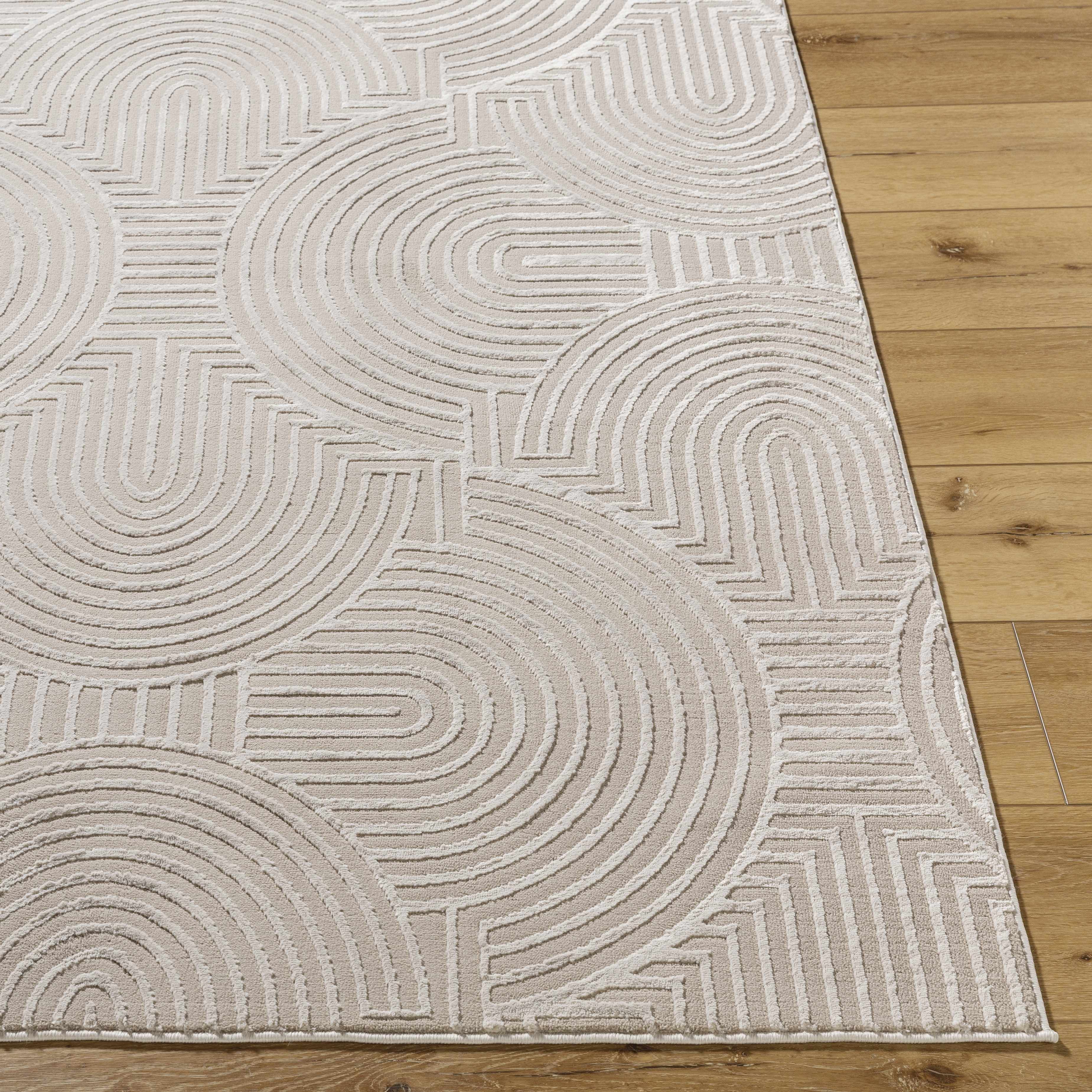 Aucoin Taupe 3D Rainbow Washable Area Rug - Image 5