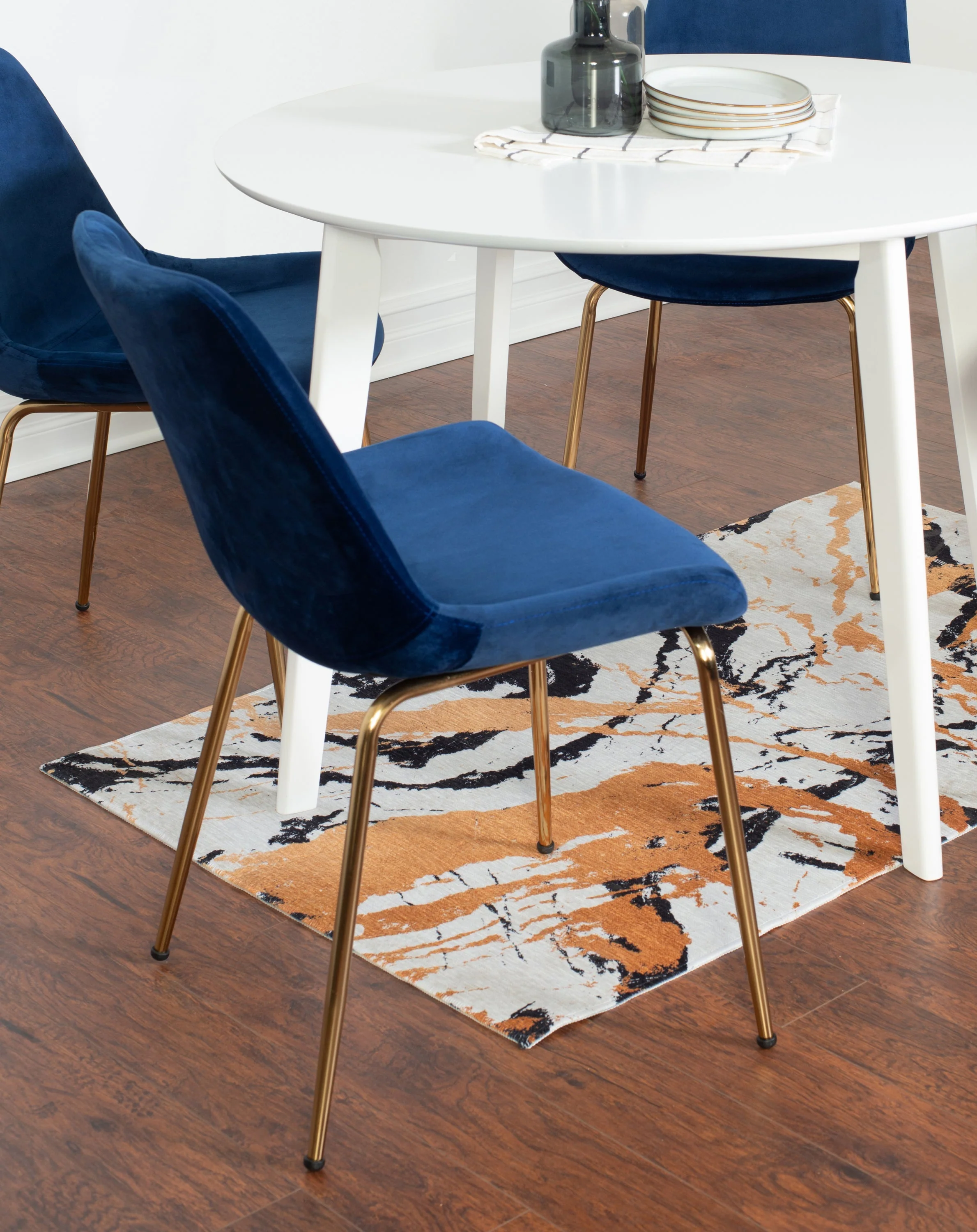 Aufurr Contemporary 3-Piece Dining Set White Round Dining Table with 2 Chairs - Image 3