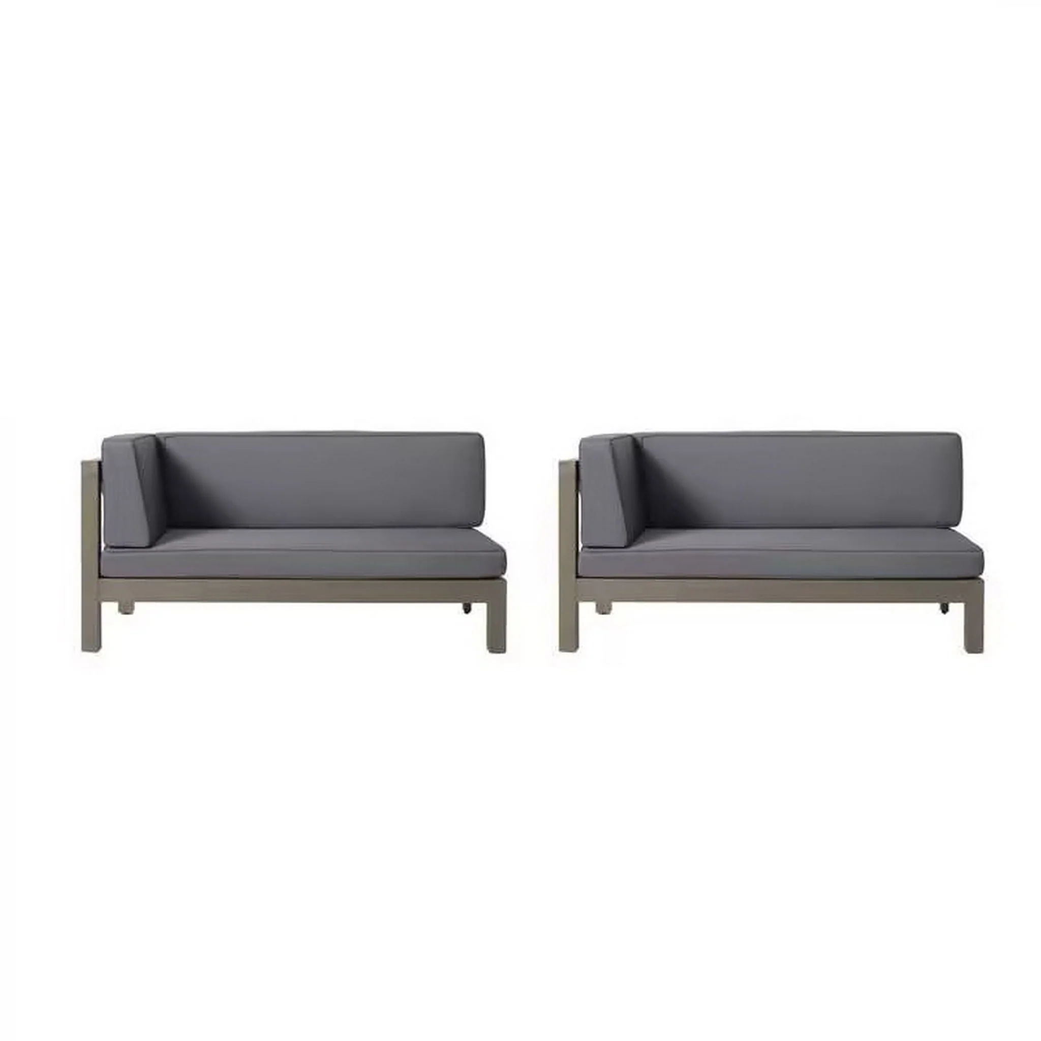 Aura 2 Piece Outdoor Set With X Back Left Bench And Corner - Dark Gray