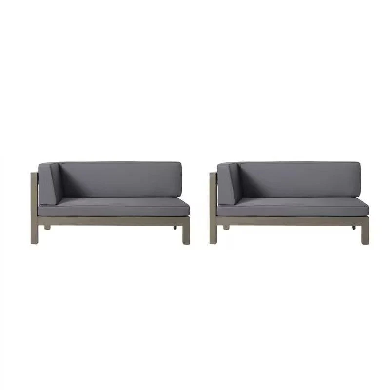 Aura 2 Piece Outdoor Set With X Back Left Bench And Corner - Dark Gray - Image 2