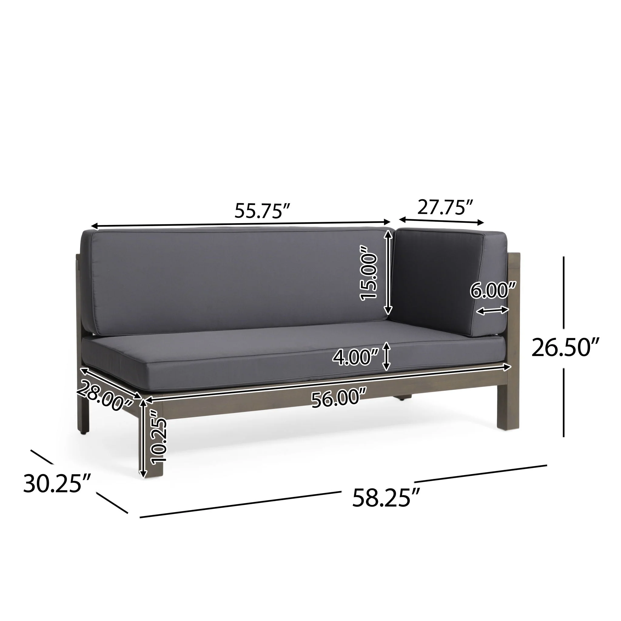 Aura 2 Piece Outdoor Set With X Back Left Bench And Corner - Dark Gray - Image 3