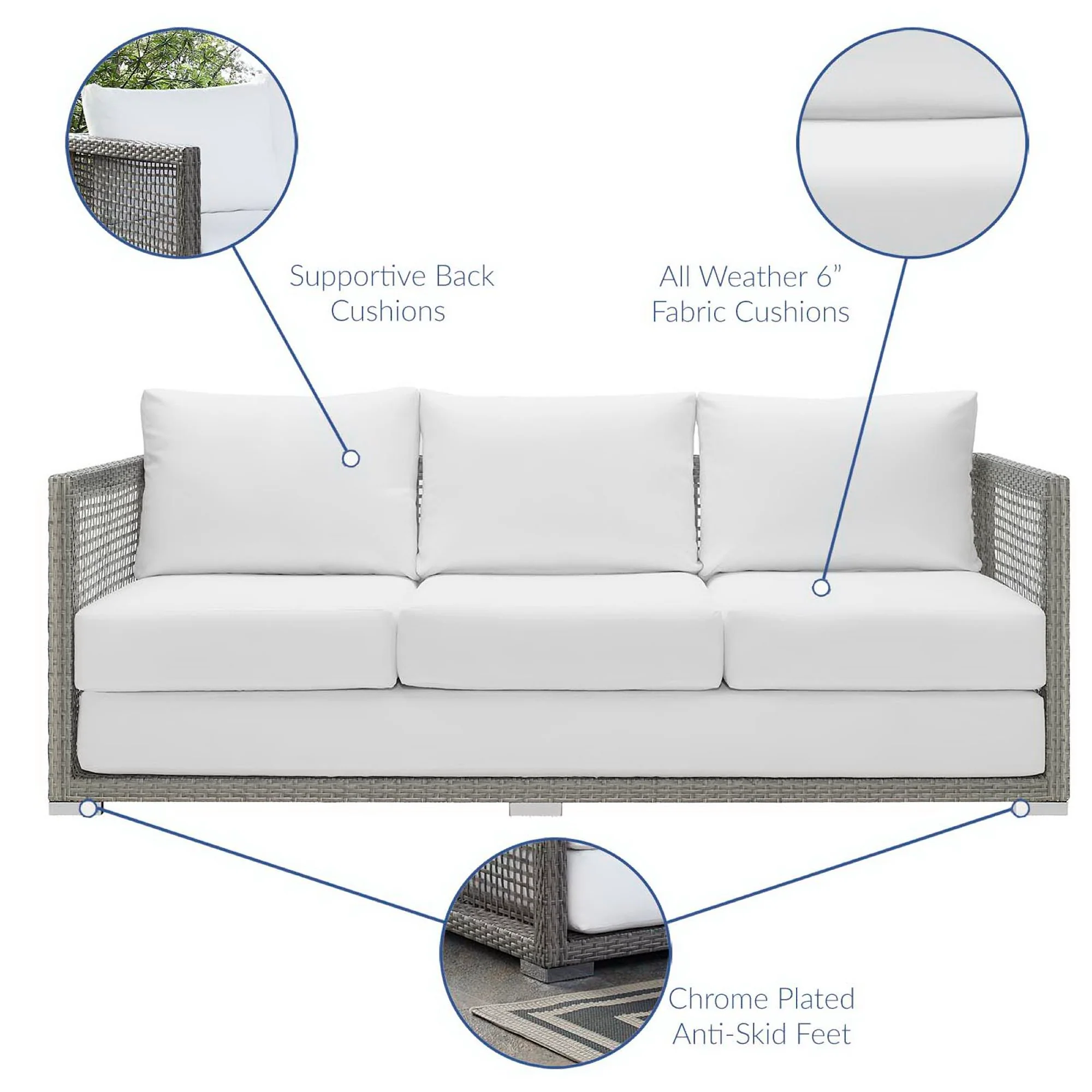 Aura 3 Piece Outdoor Patio Wicker Rattan Set by Modway - Image 2